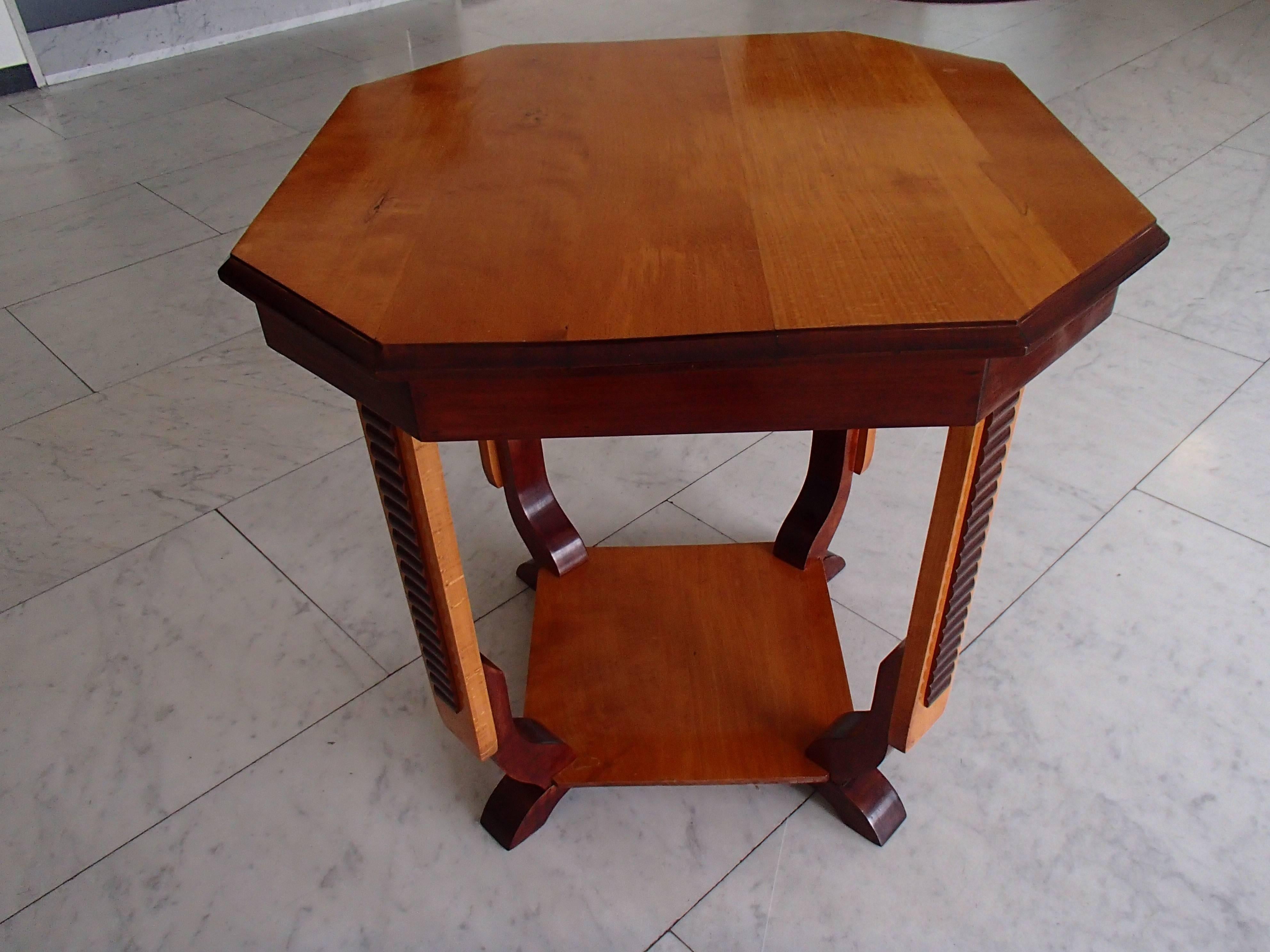 19th Century Octagon Side Table Two Tone Birch For Sale 1