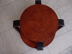 Gueridón Art Decó Redondo Dos Tableros Pata Negra