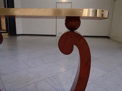 Art Deco Console / Centre Table U-Shaped Tinted Birch and Brass