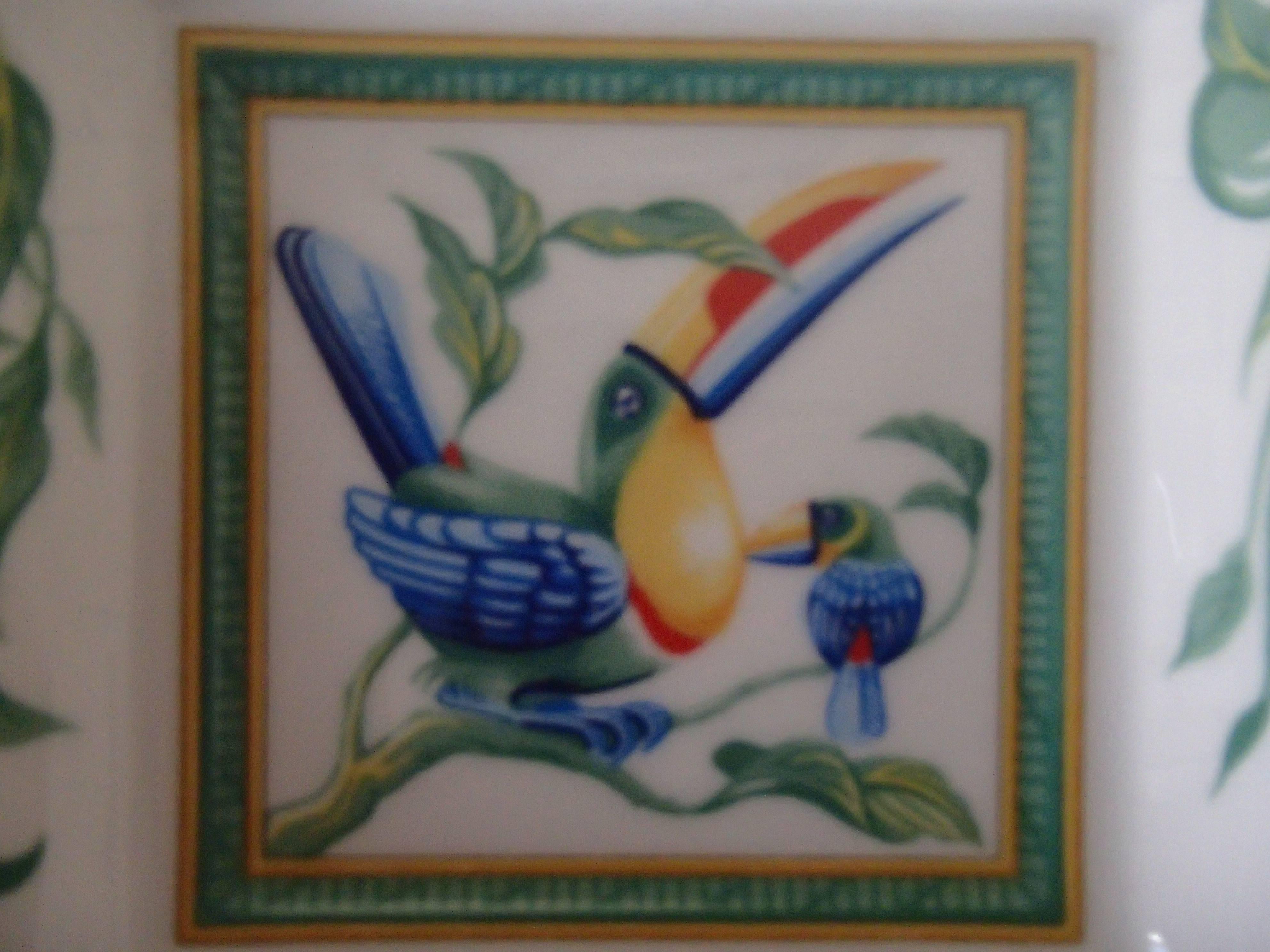 Hand-Painted Hermes Paris Porcelaine Ashtray with Tucan