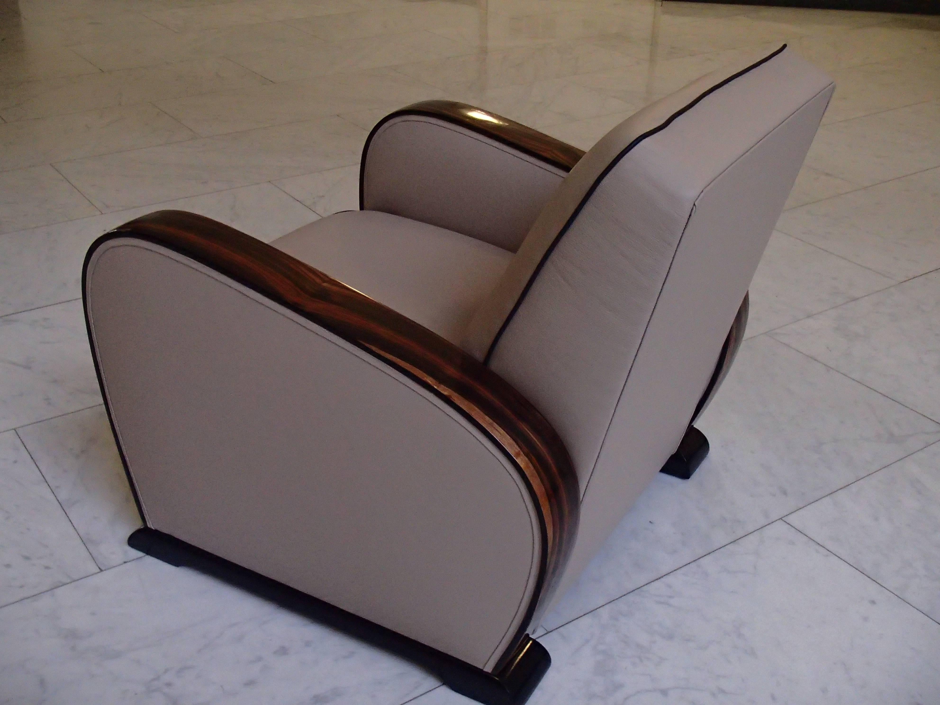art deco leather club chairs