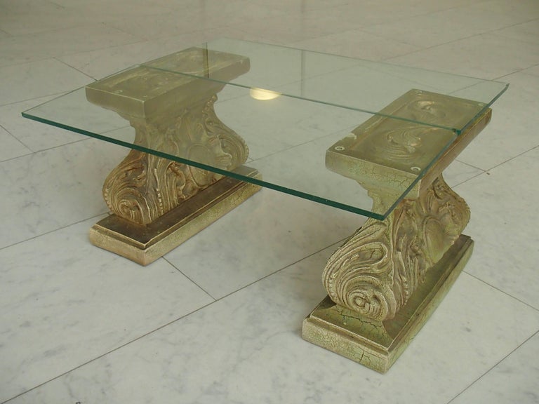 Mid-Century Pair of Golden Wood and Plaster Legs in a Rococo Baroc Manner For Sale 1