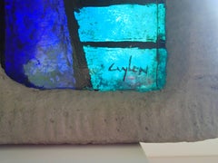 1960 Sculpture Mother and Child Plaster on Colored Glass by Pieter van de Cuylen