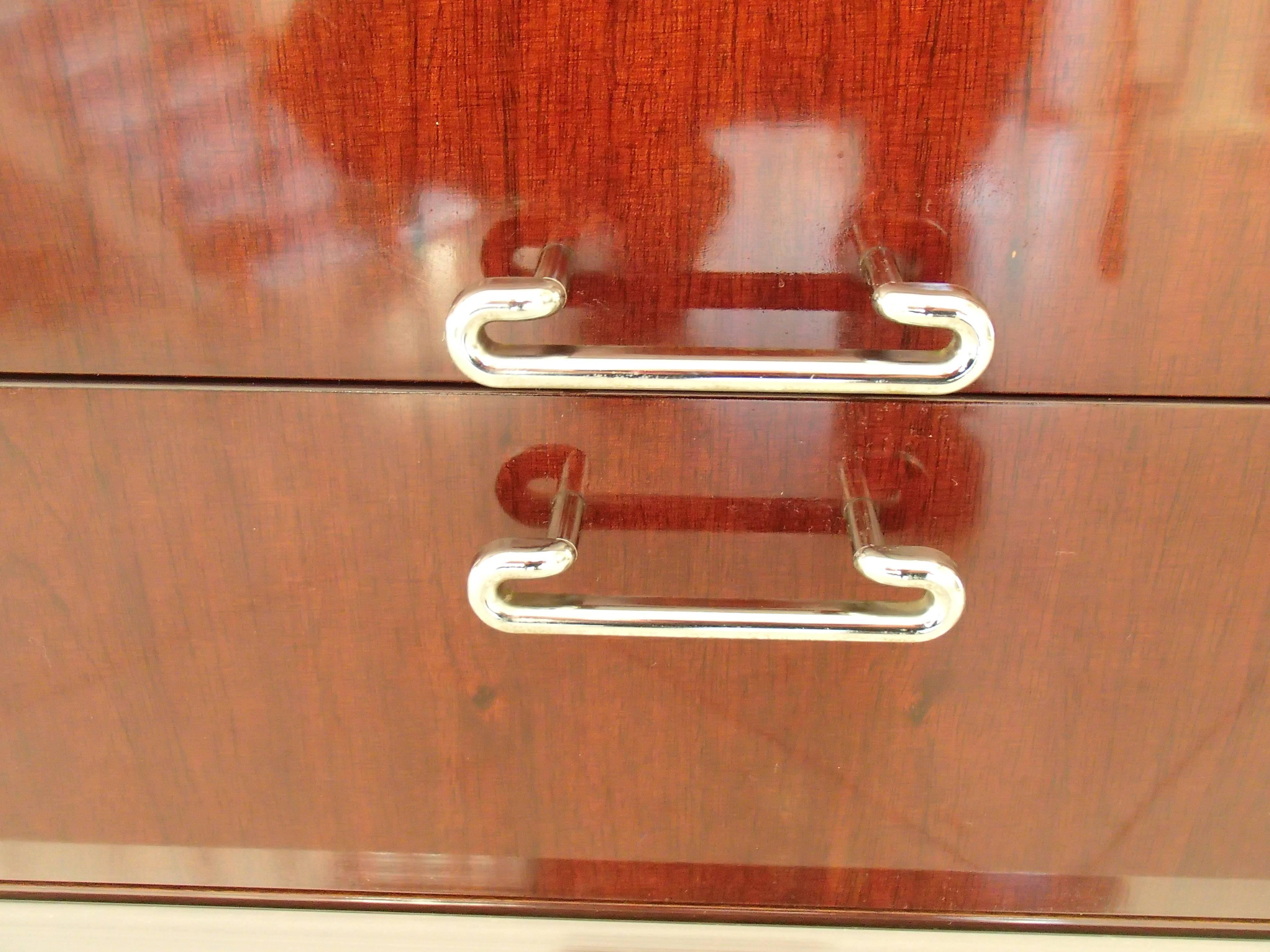 Late 20th Century 1970 Pair of Nightstands or Side Table Tinted Birch and Chrome