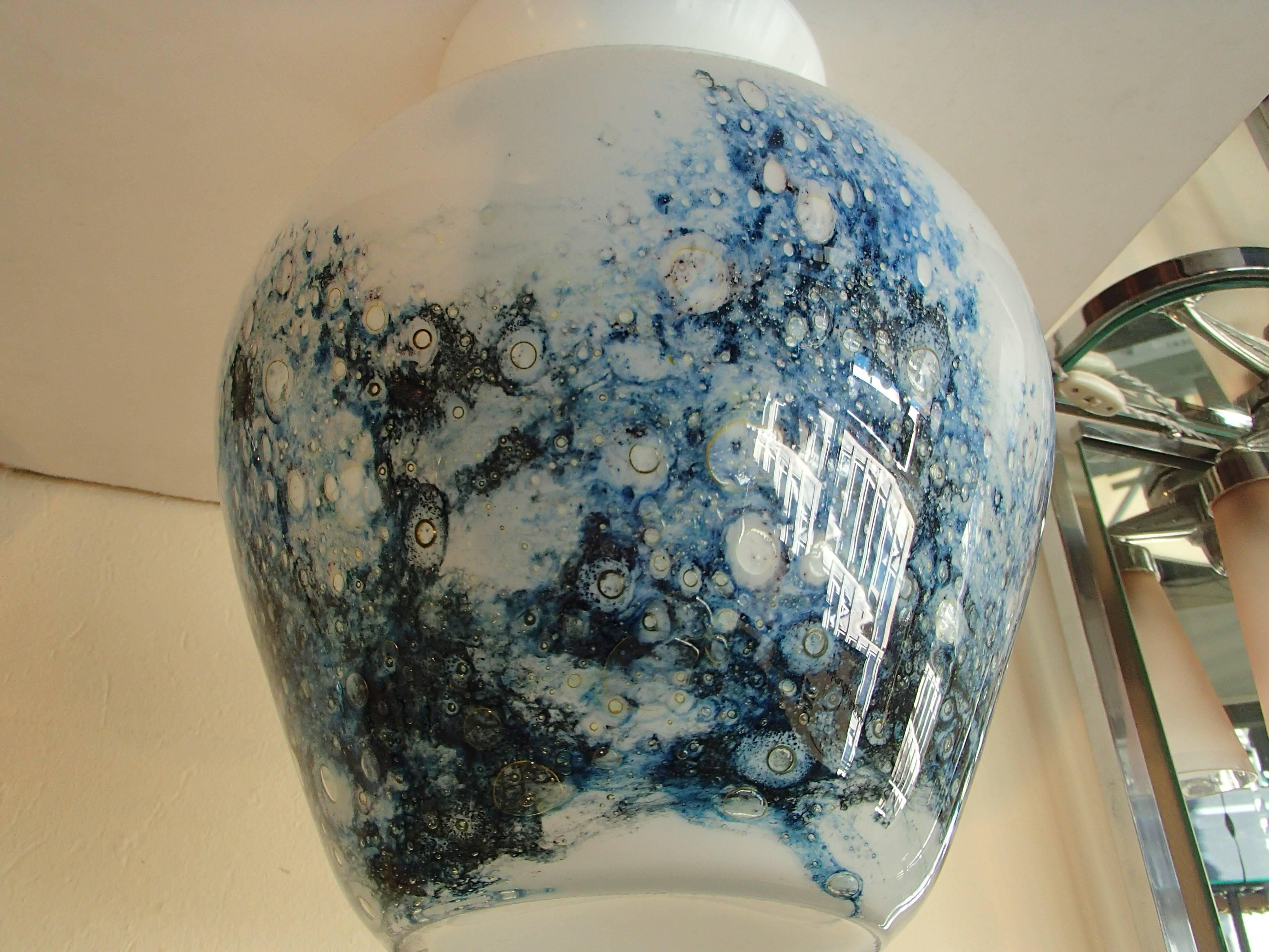 Hand-Crafted 1980s Hugh Vase Hirschberg White and Blue For Sale