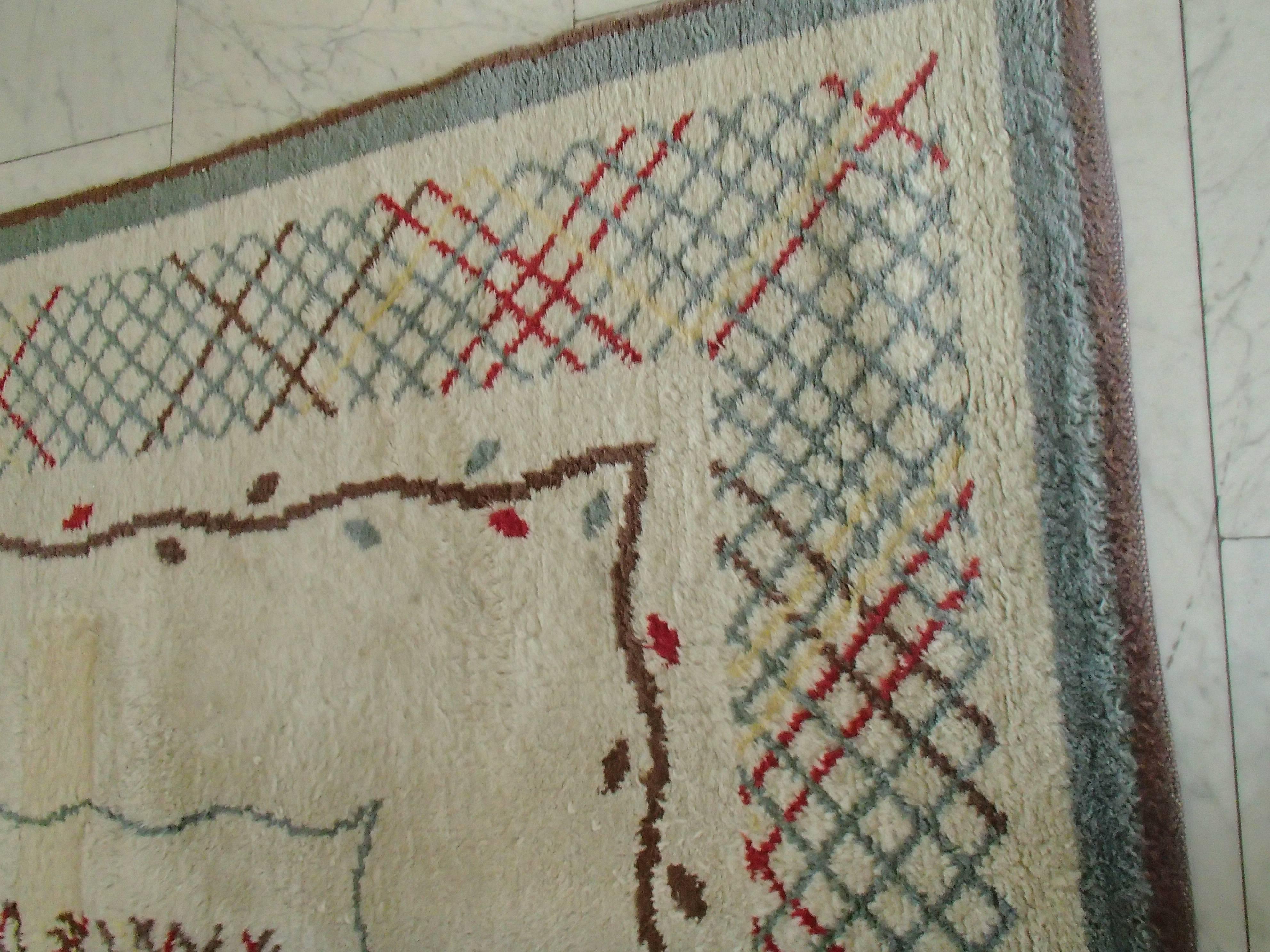 Teppich aus der Mitte des Jahrhunderts, signiert von Leleu im Angebot 1
