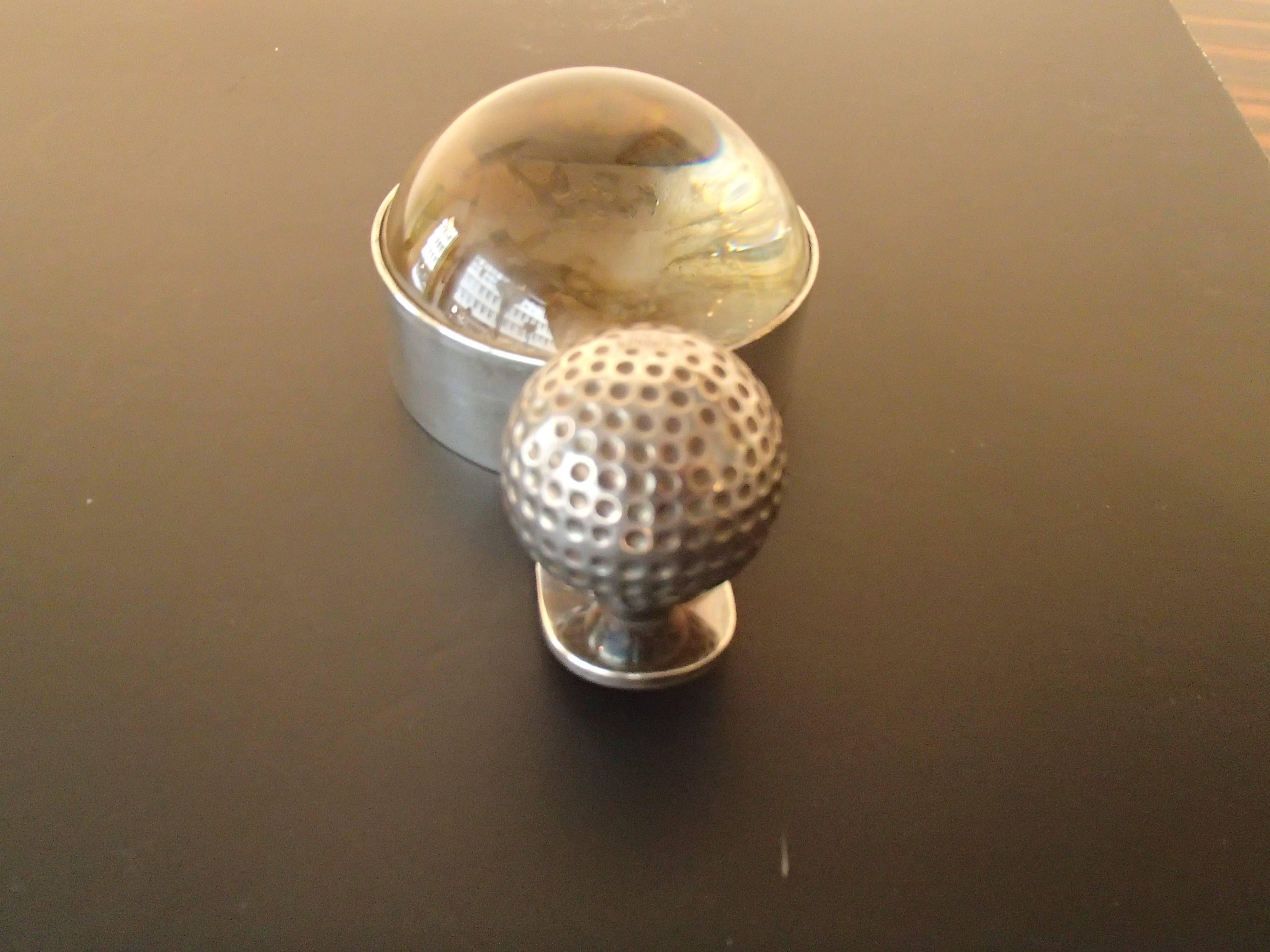 Hermes Paris silver plated golf ball magnifying glass.