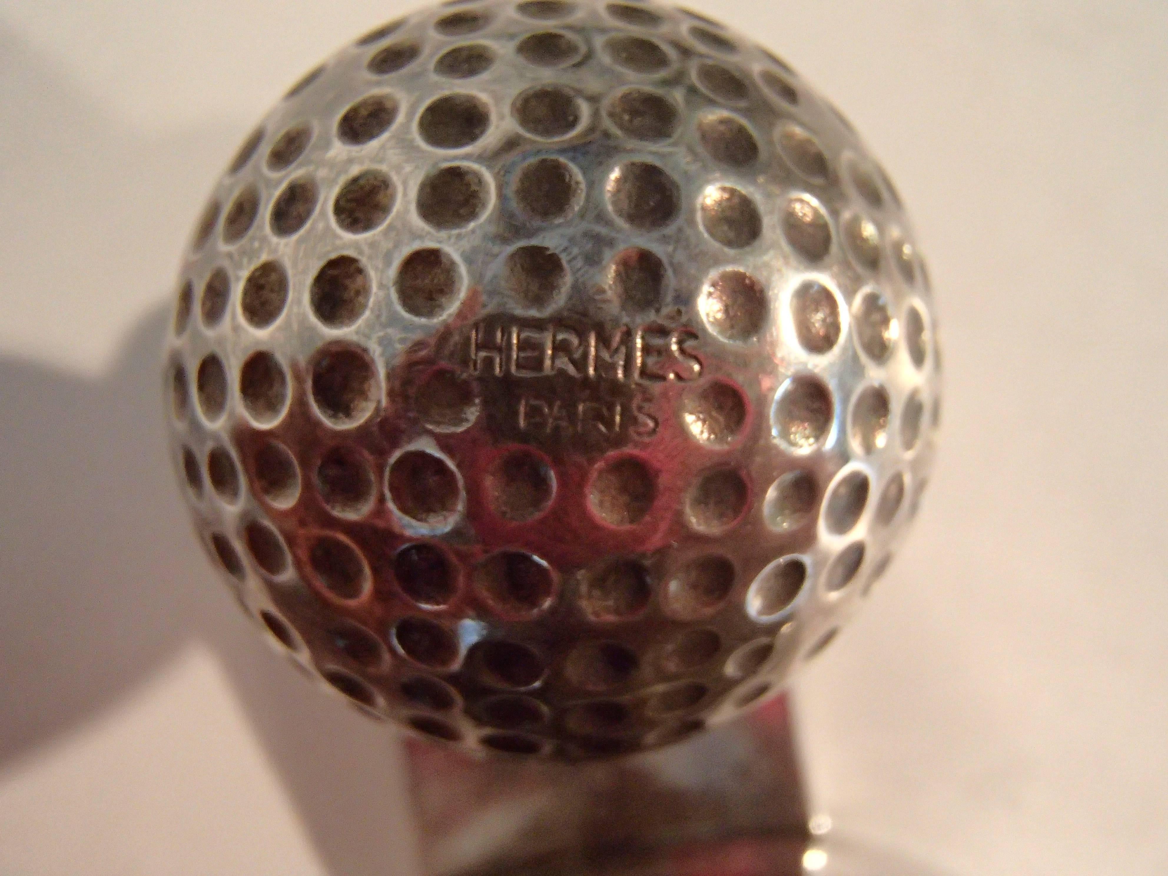 Late 20th Century Hermes Paris Silver Plated Golf Ball Magnifying Glass