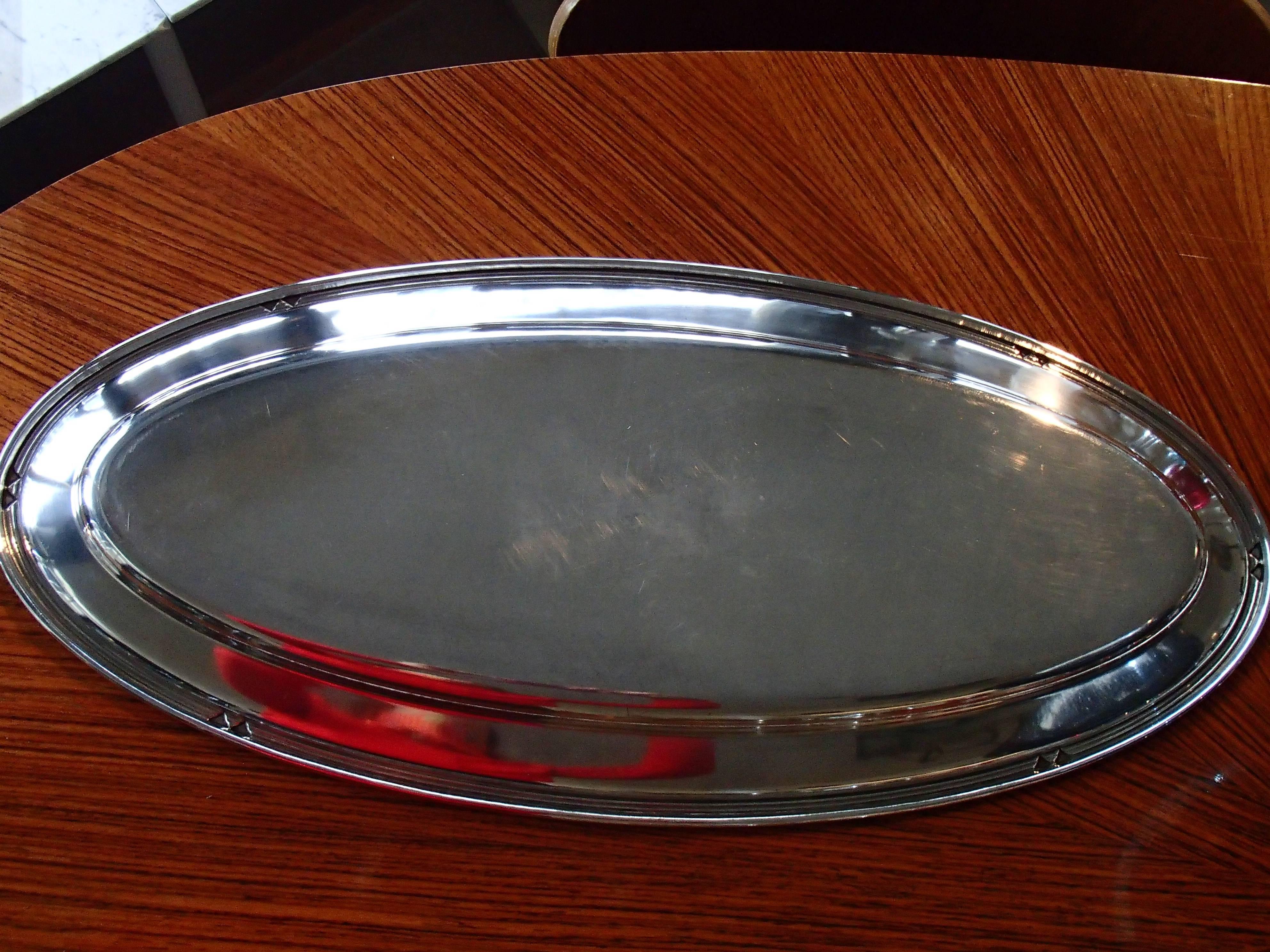 German Art Deco WMF Silver Plated Huge Oval Serving Tray