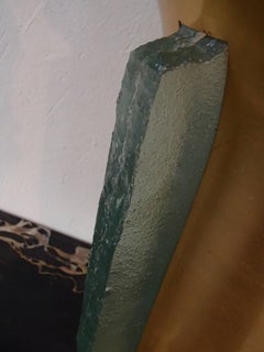 Art Deco Tulip Table Lamp with Thick Glass Inlays Golden