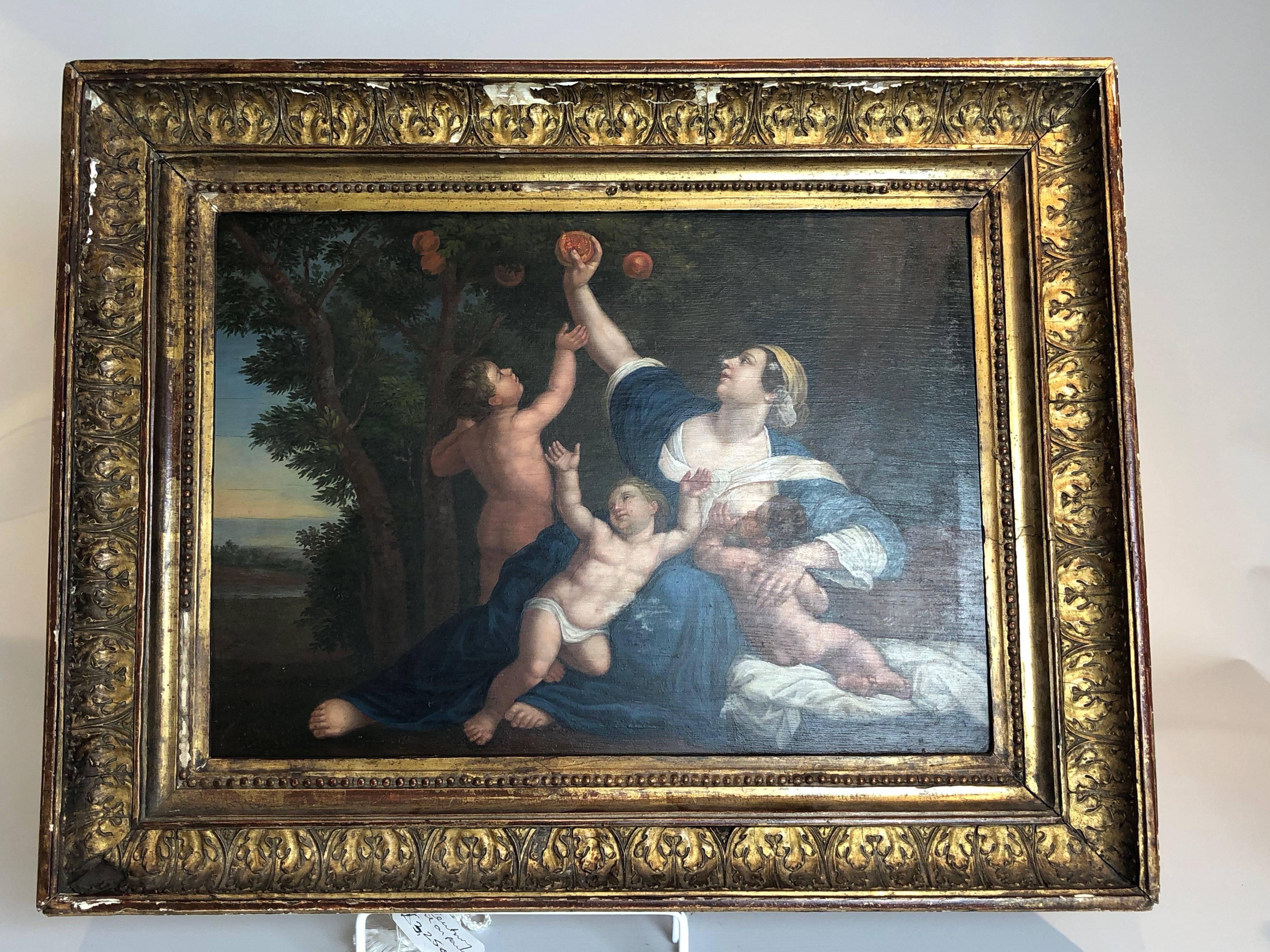 18th Century Painting of Cupids Fruit Picking, Oil on Panel 3