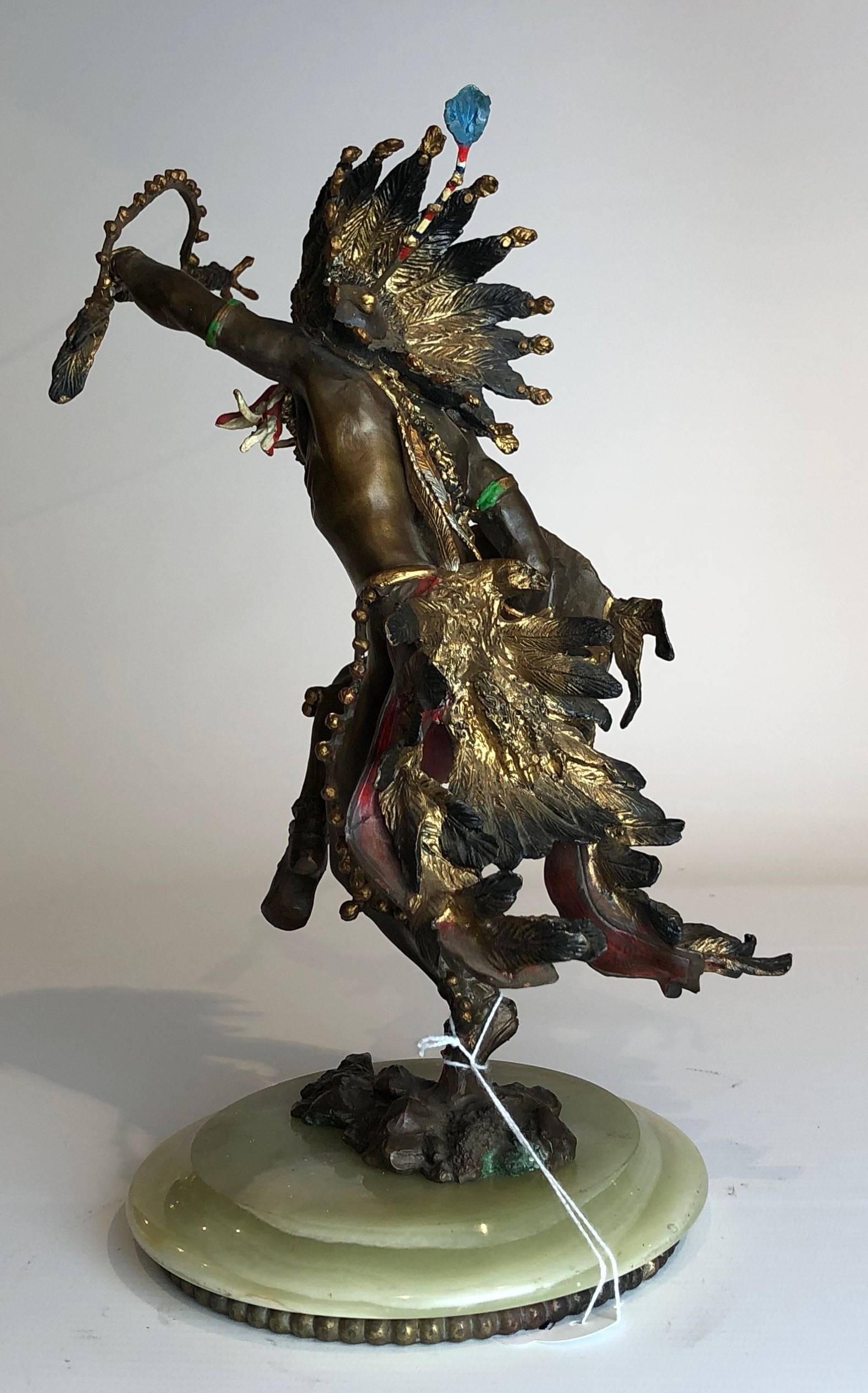 Art Nouveau Austrian Cold-Painted Bronze Model of a Native American