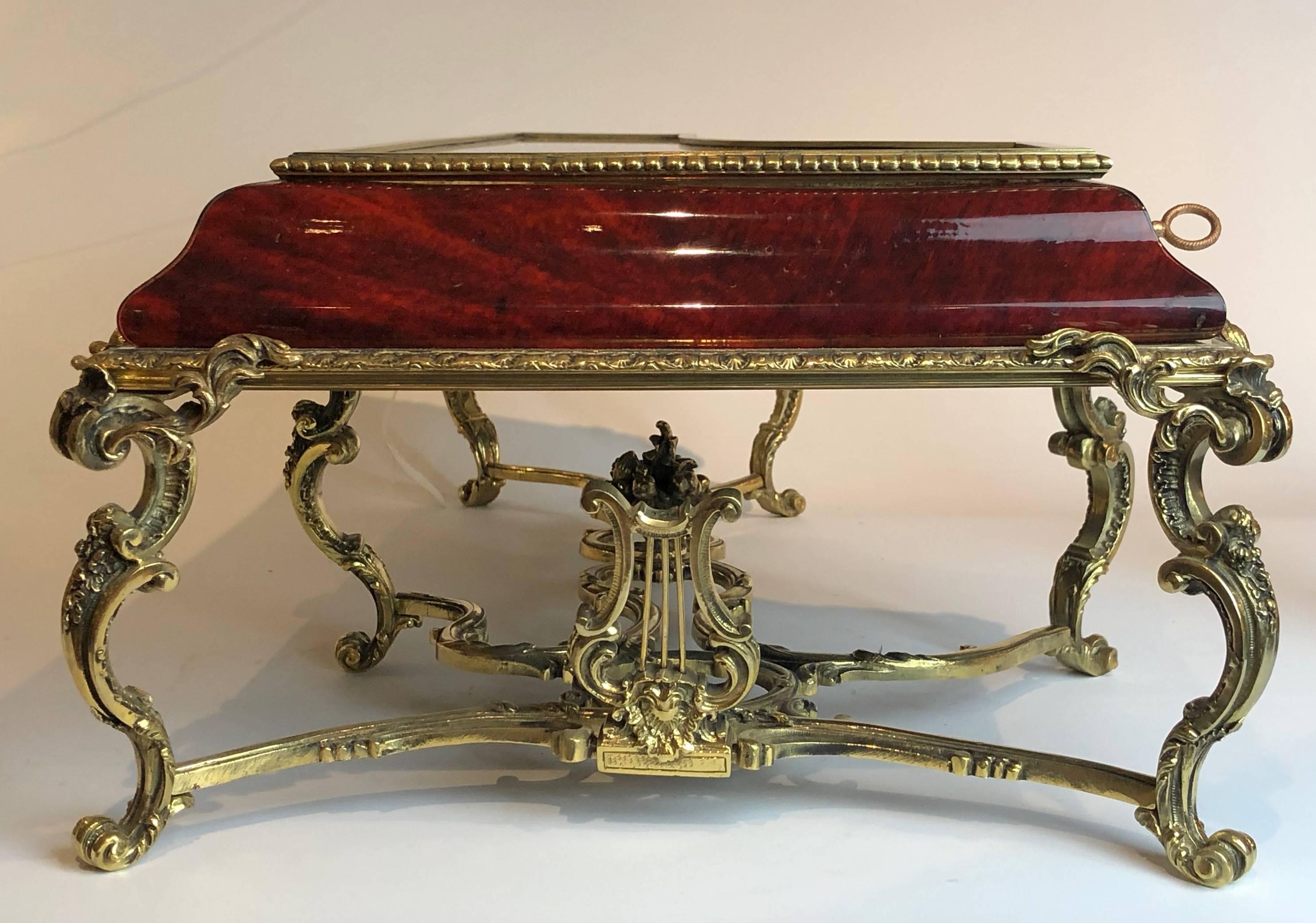 19th Century Faux Tortoiseshell and Ormolu Tabletop Vitrine in the Form of a Grand Piano