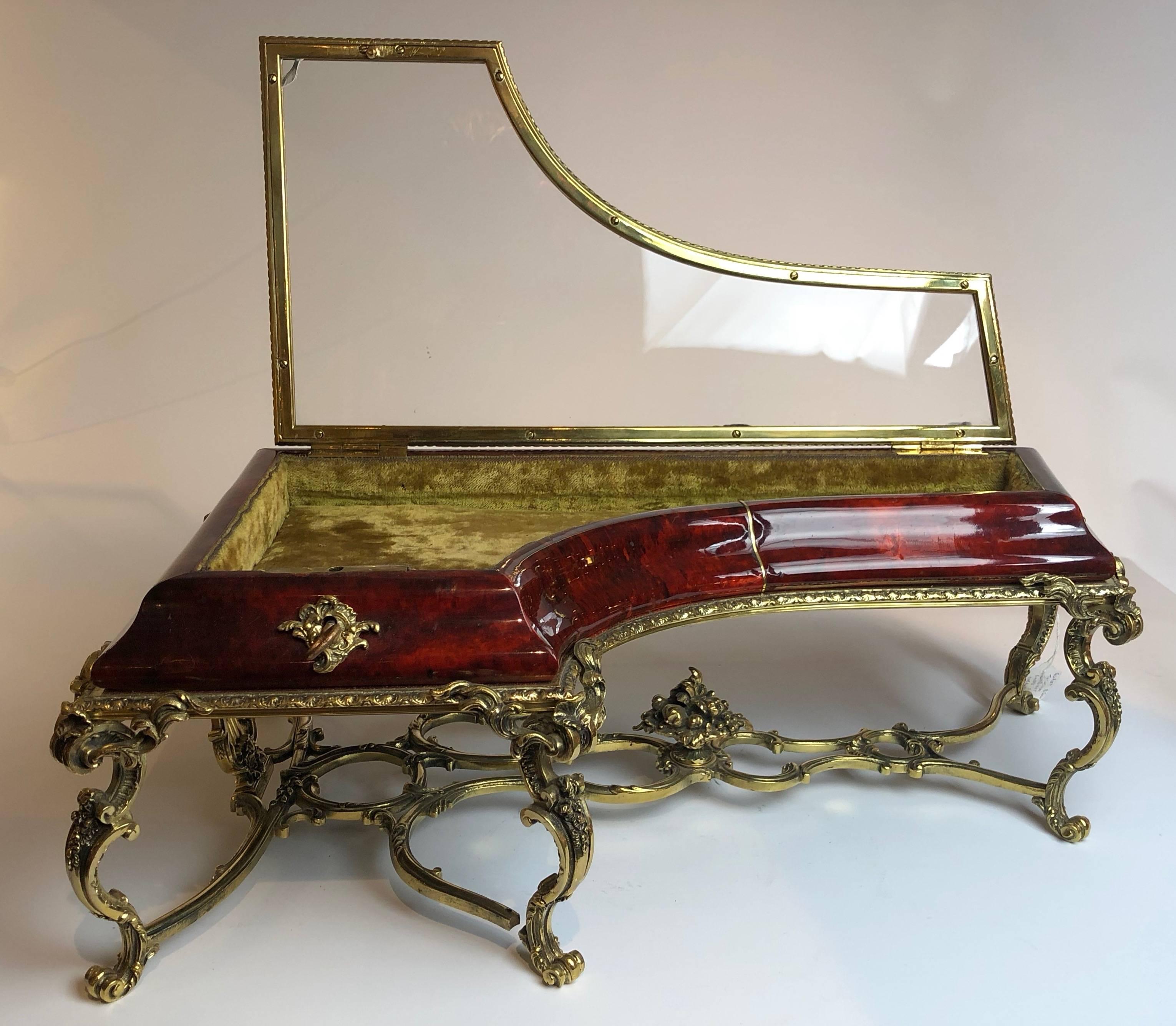 Grand Tour Faux Tortoiseshell and Ormolu Tabletop Vitrine in the Form of a Grand Piano