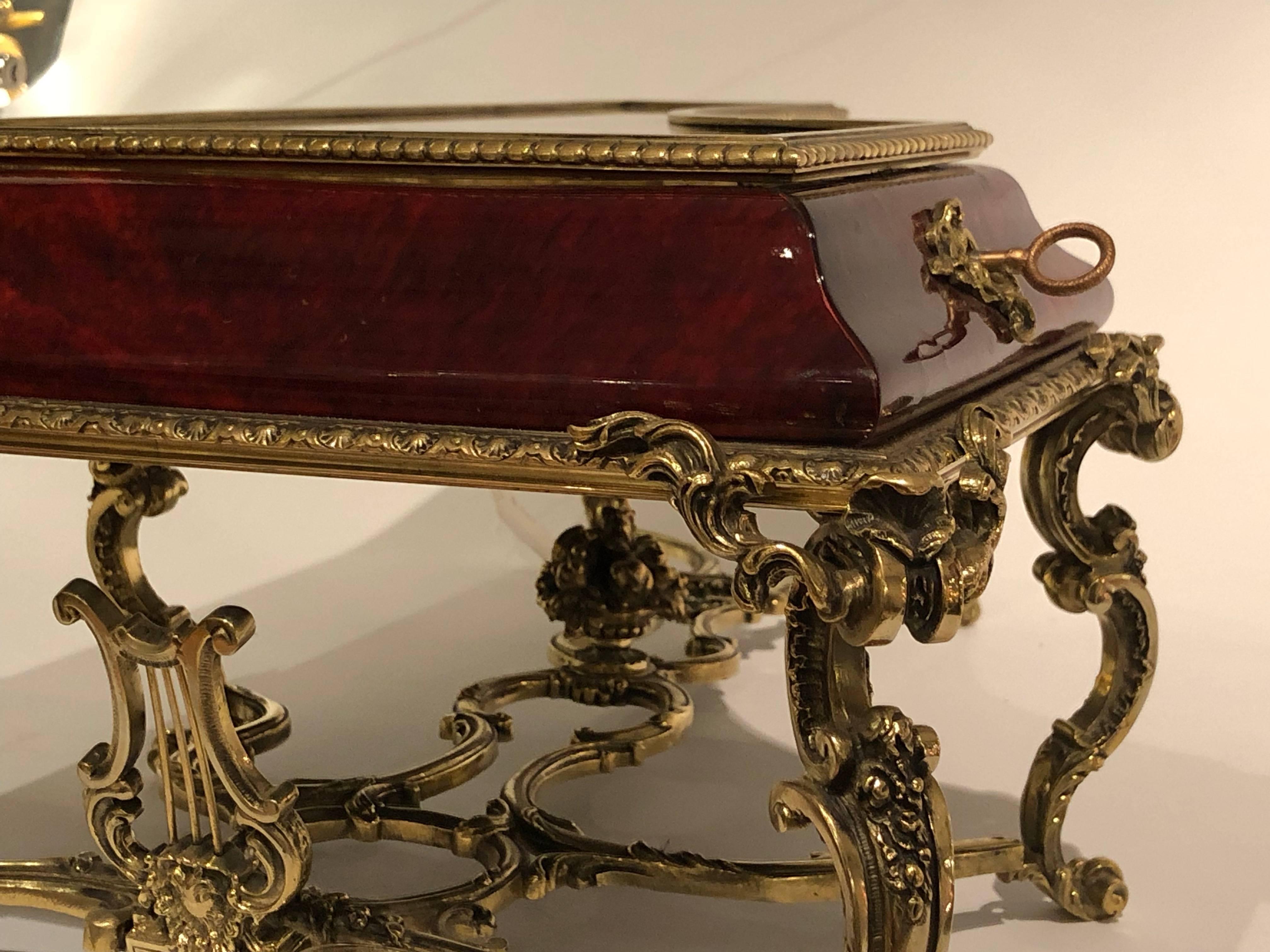Faux Tortoiseshell and Ormolu Tabletop Vitrine in the Form of a Grand Piano 2