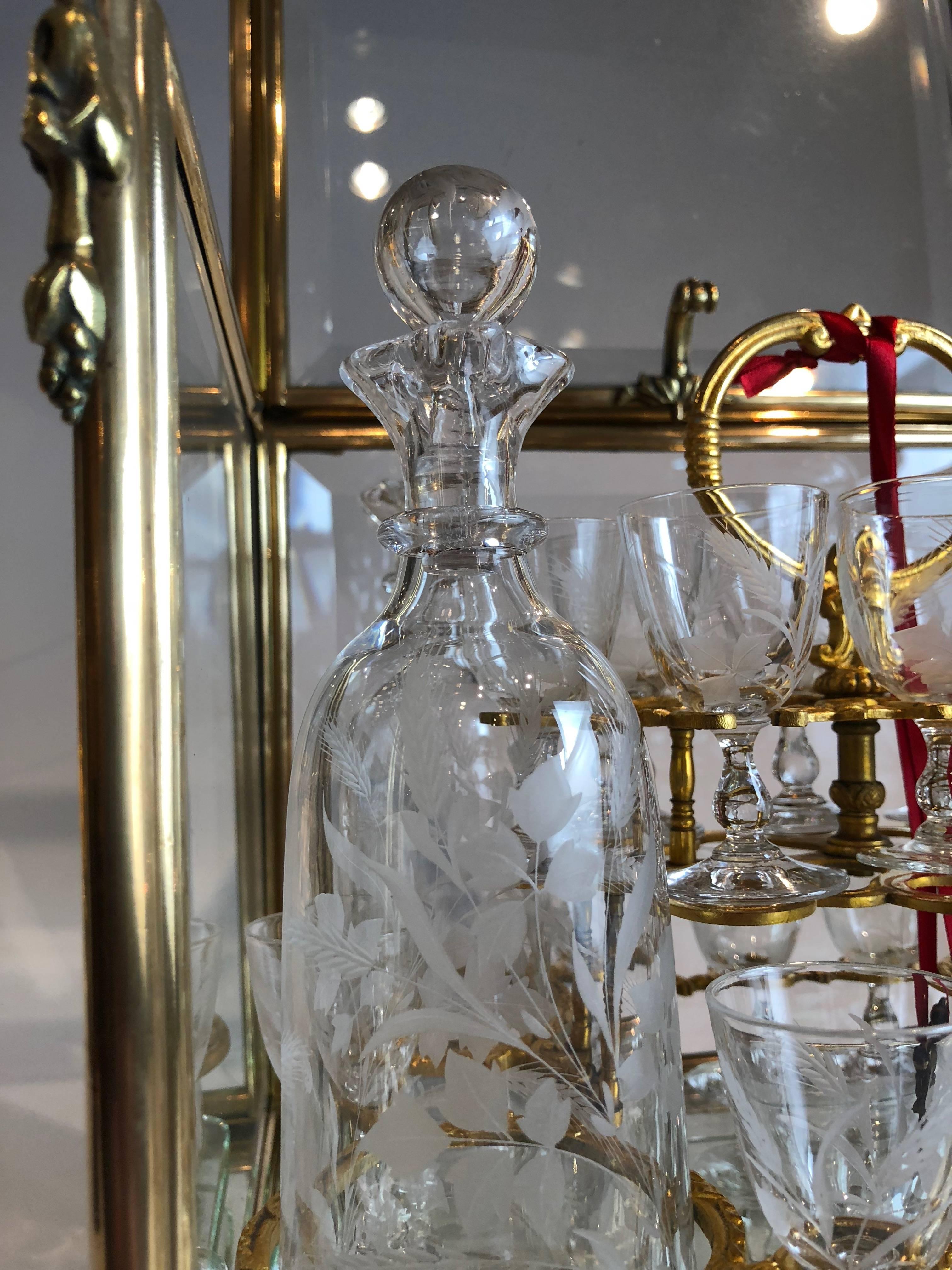 Liqueur Set in an Ormolu and Glass Casket French Cave à Liqueur, circa 1880 4