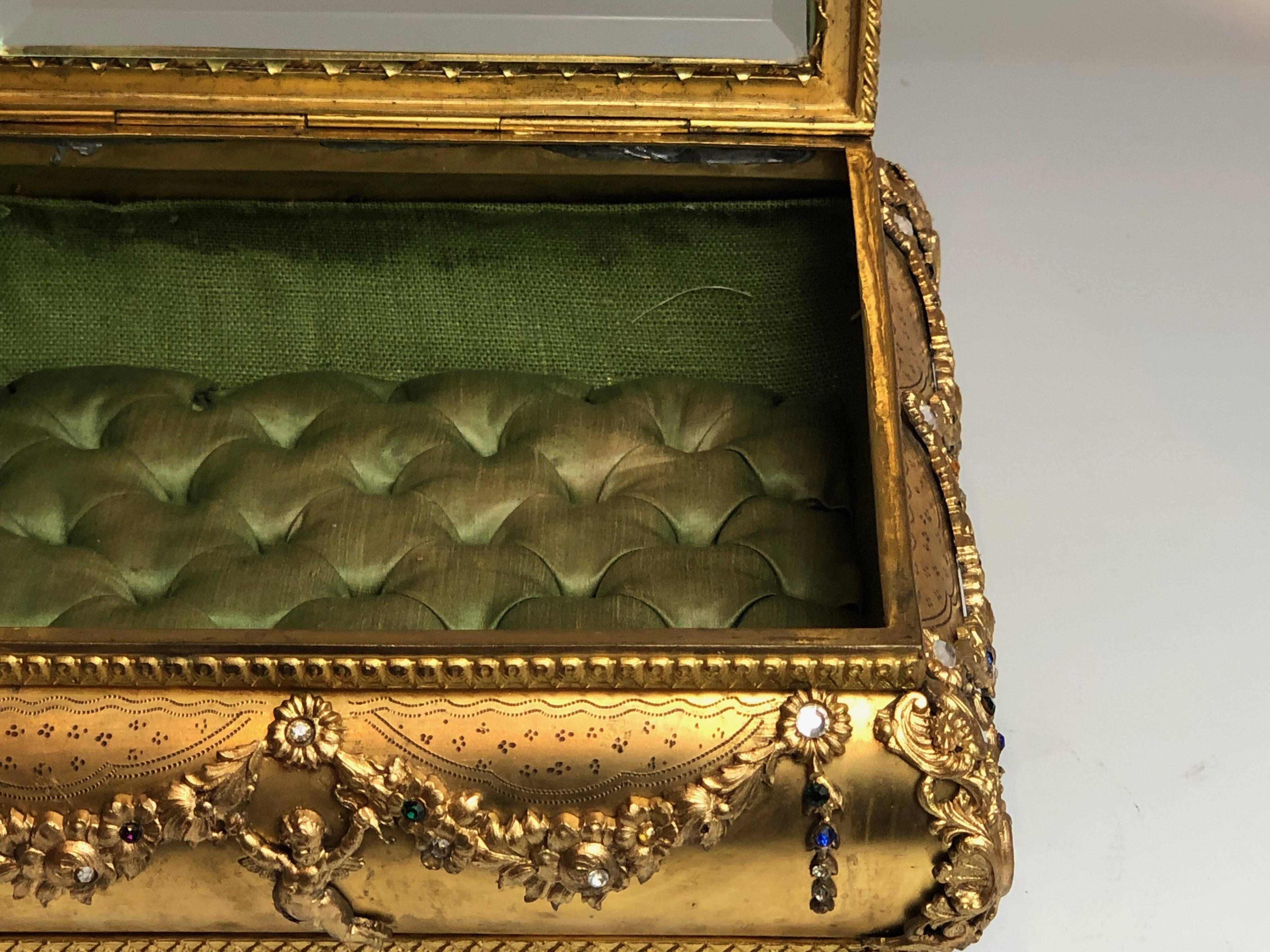 Antique Bijoux Jewelry Box, Casket Ormolu and Semi-Precious Stones, circa 1880 In Excellent Condition In London, GB