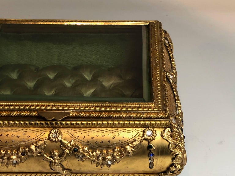 Antique Bijoux Jewelry Box, Casket Ormolu and Semi-Precious Stones, circa 1880 1