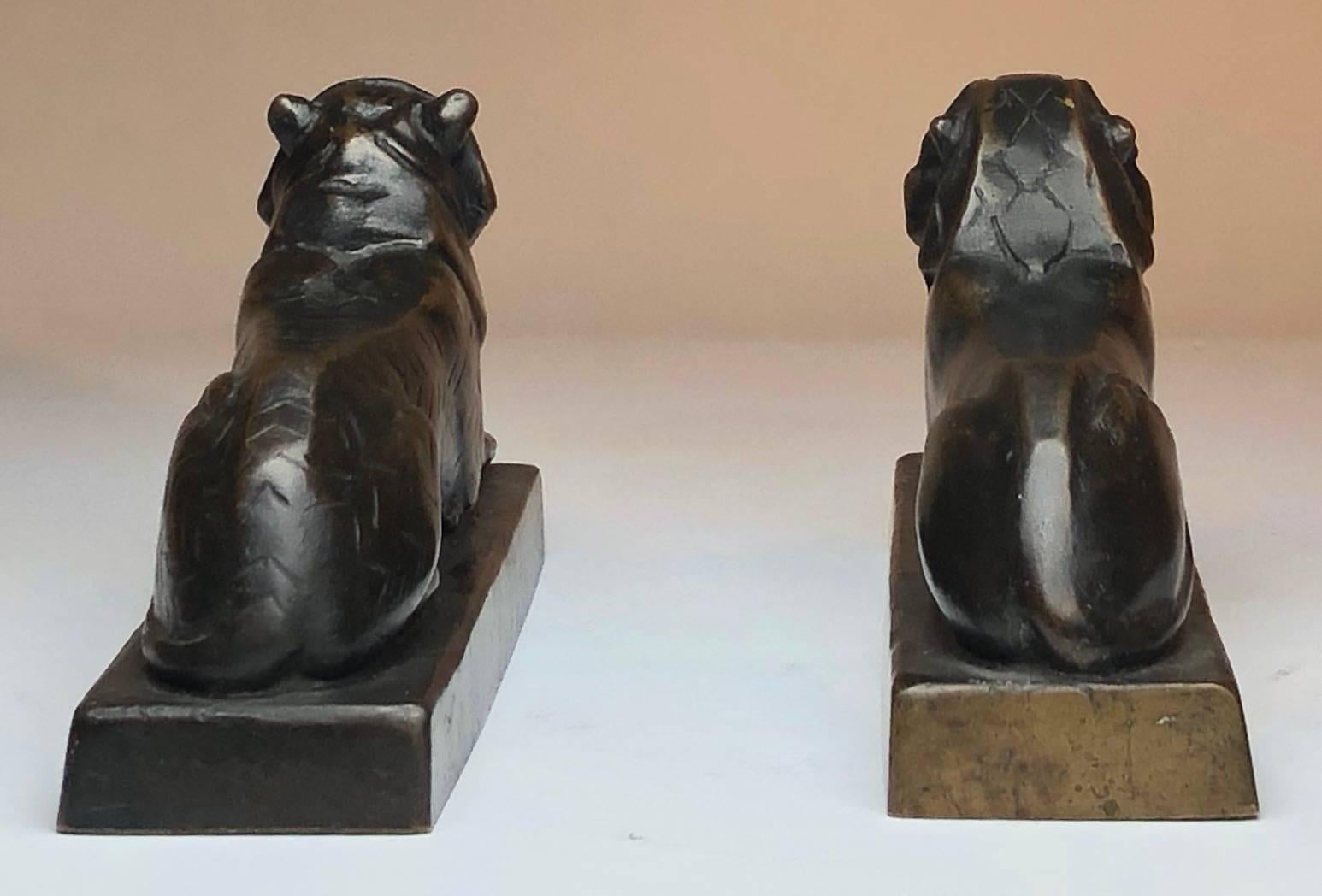 Bronze Stylized Pair of Lions, circa 1920 In Excellent Condition In London, GB