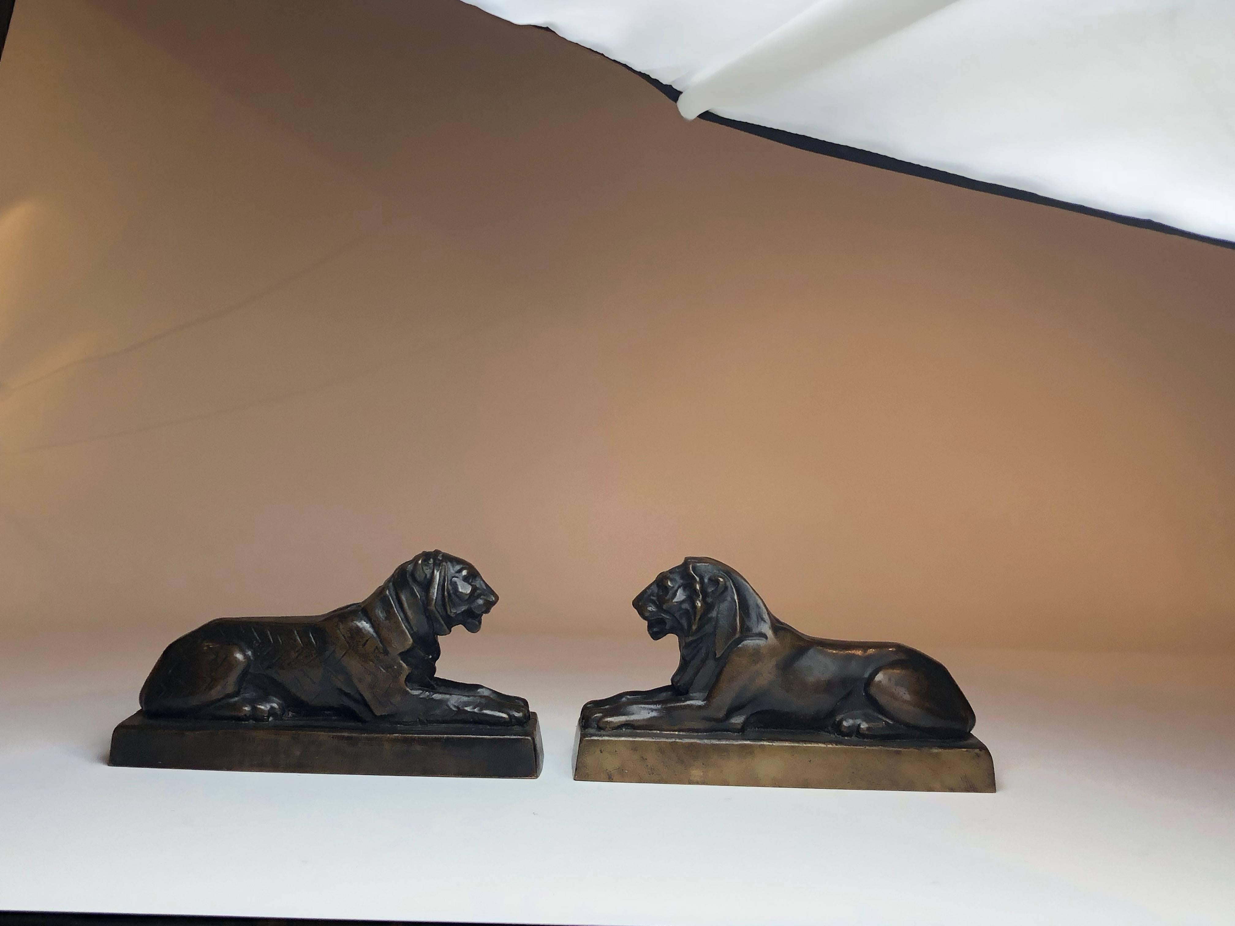 Fantastic pair of bronze lions. 

Each lion measures 6 1/2