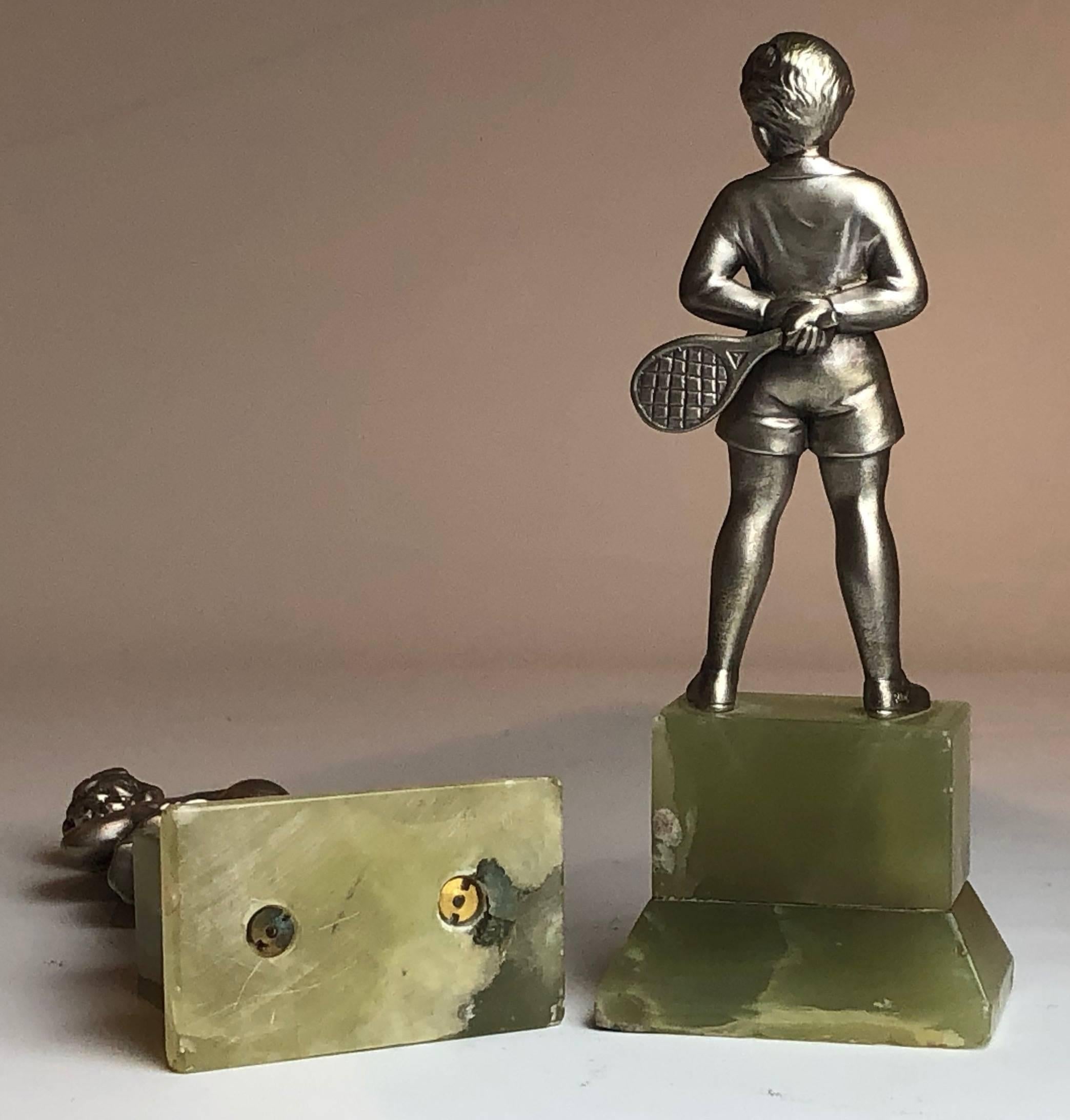 Pair of Early 20th Century Austrian Cold Painted Bronze Figures, Tennis Player In Excellent Condition For Sale In London, GB