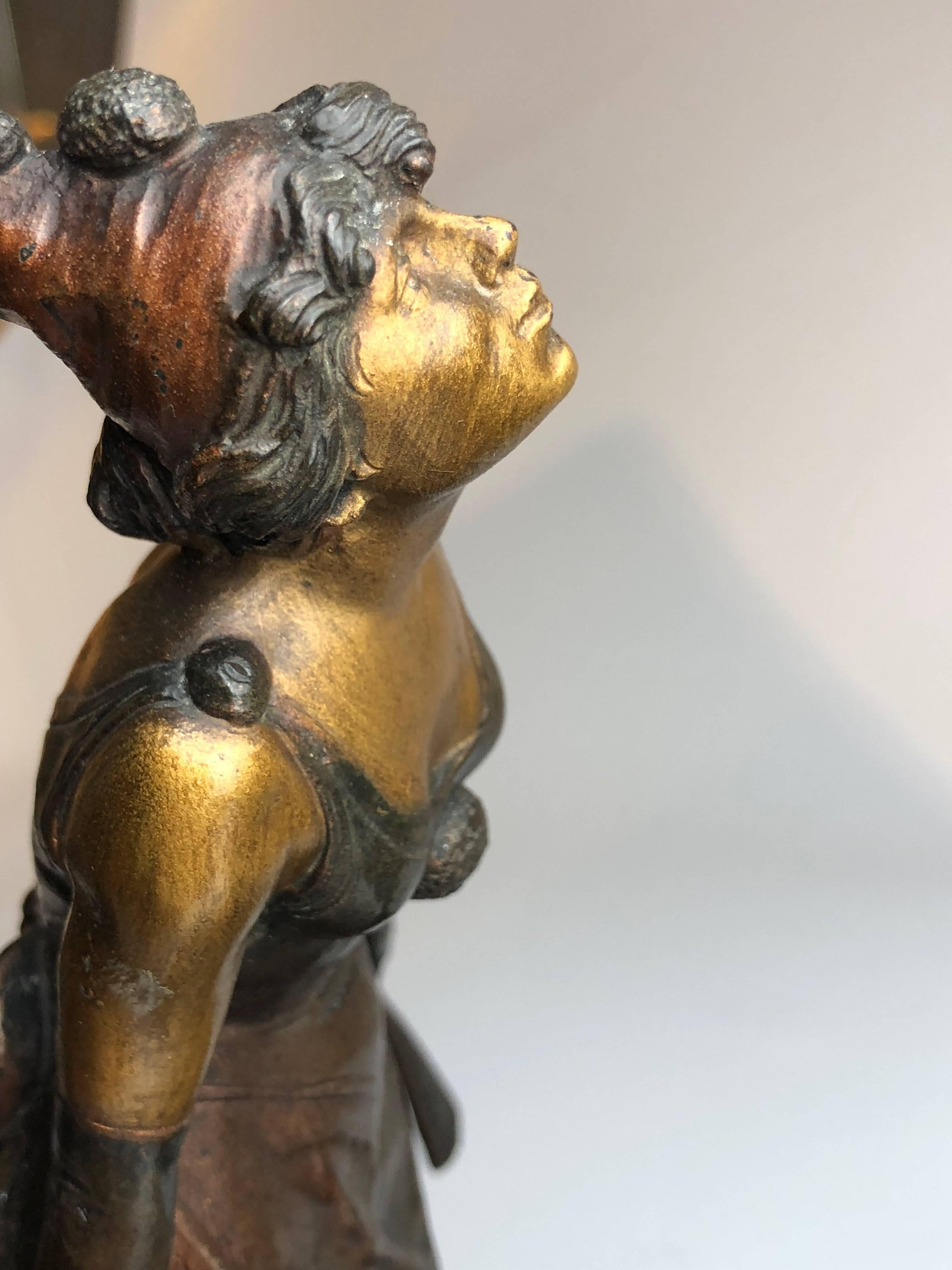 Bronze Excellent Art Deco Group of Pierot the Clown Kissing a Lady, Signed Ehleder