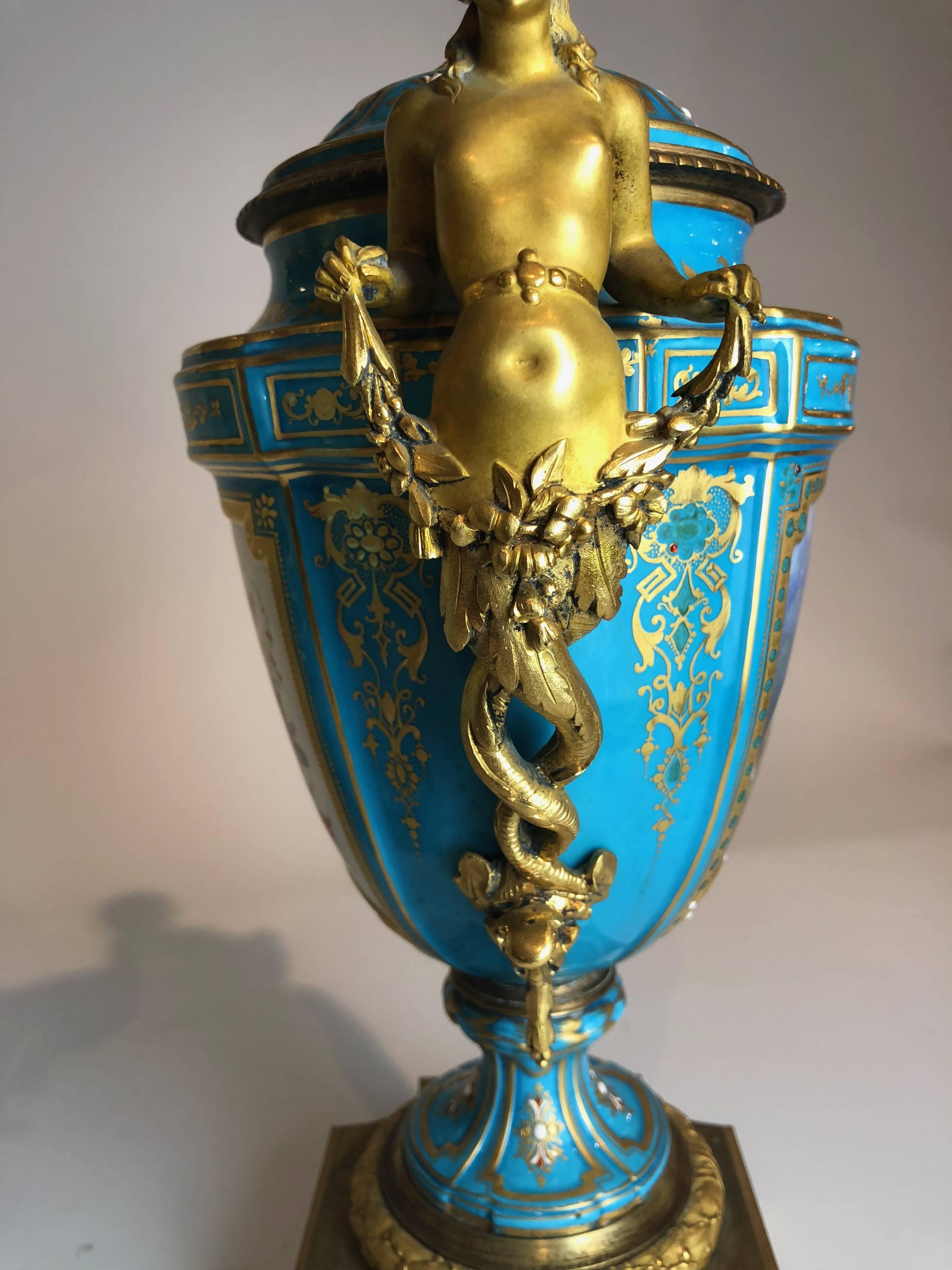 Antique Pair of Gilt Bronze-Mounted Sèvres Vase, French, circa 1870 1