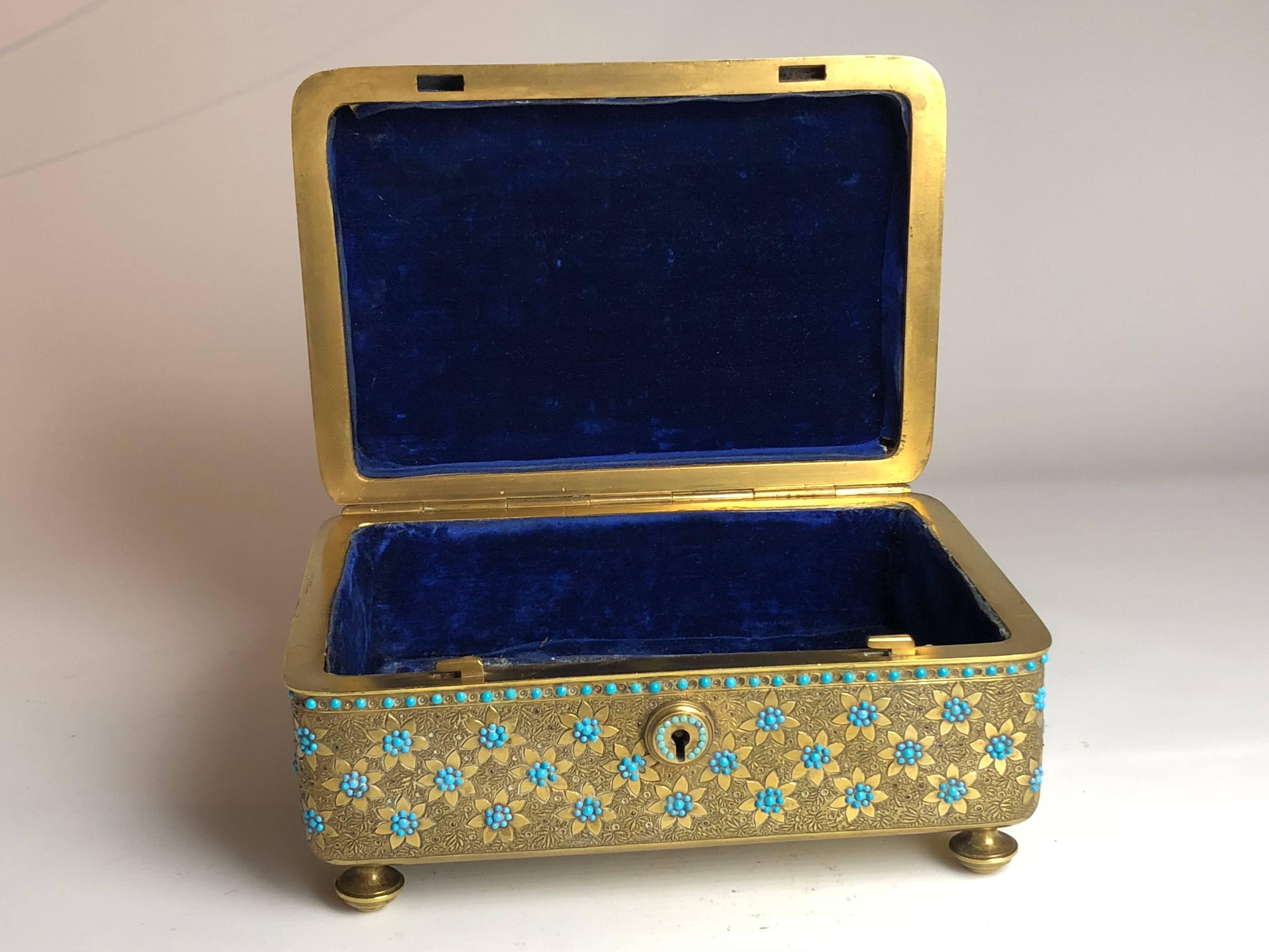 19th Century Ormolu Box Inlaid with Turquoise 1