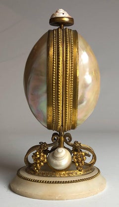 19th Century French Mechanical Perfume or Scent Caddy, Mother-of-Pearl Shells