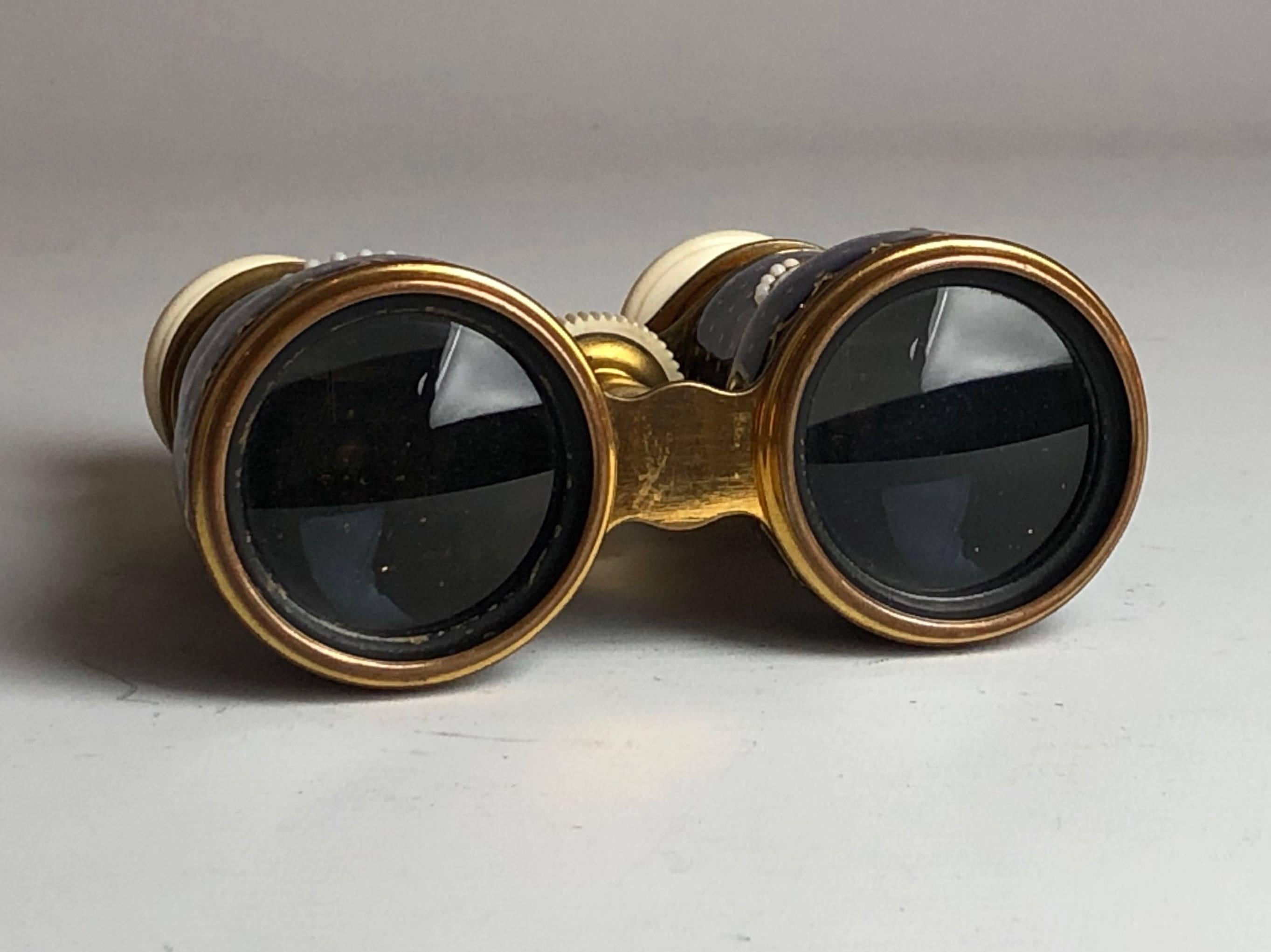 Pair of 19th Century Hand Enameled Ladies Opera Glasses, circa 1890 In Good Condition In London, GB
