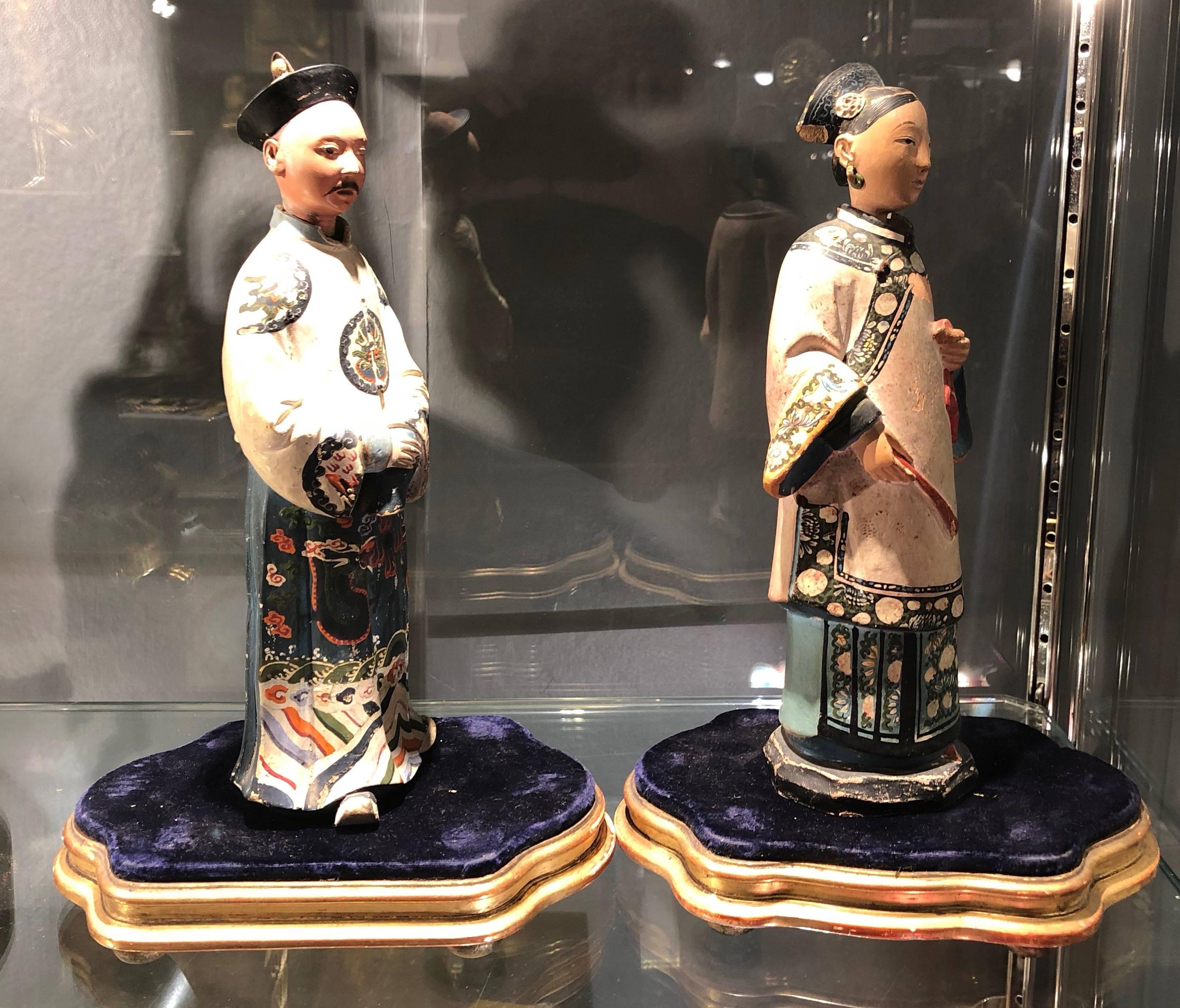 Terracotta Pair of Early 19th Century Chinese Nodding Figures