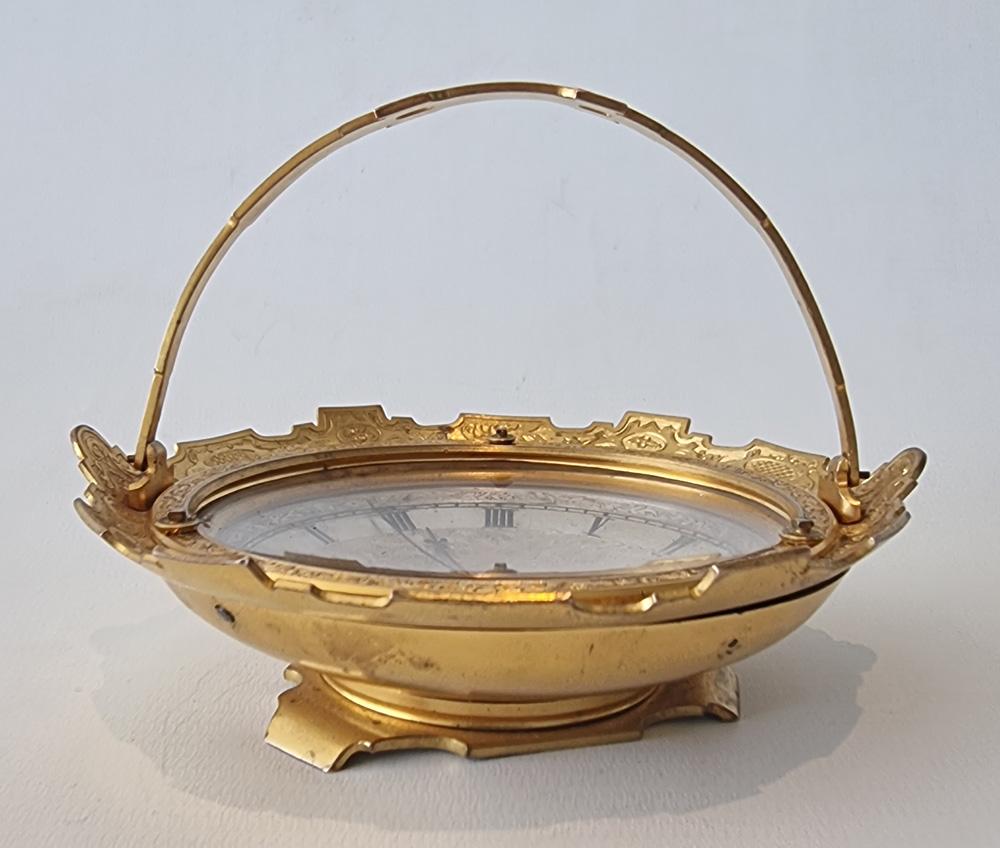 English Rare Thomas Cole Engraved Bon Bon dish Table Clock For Sale