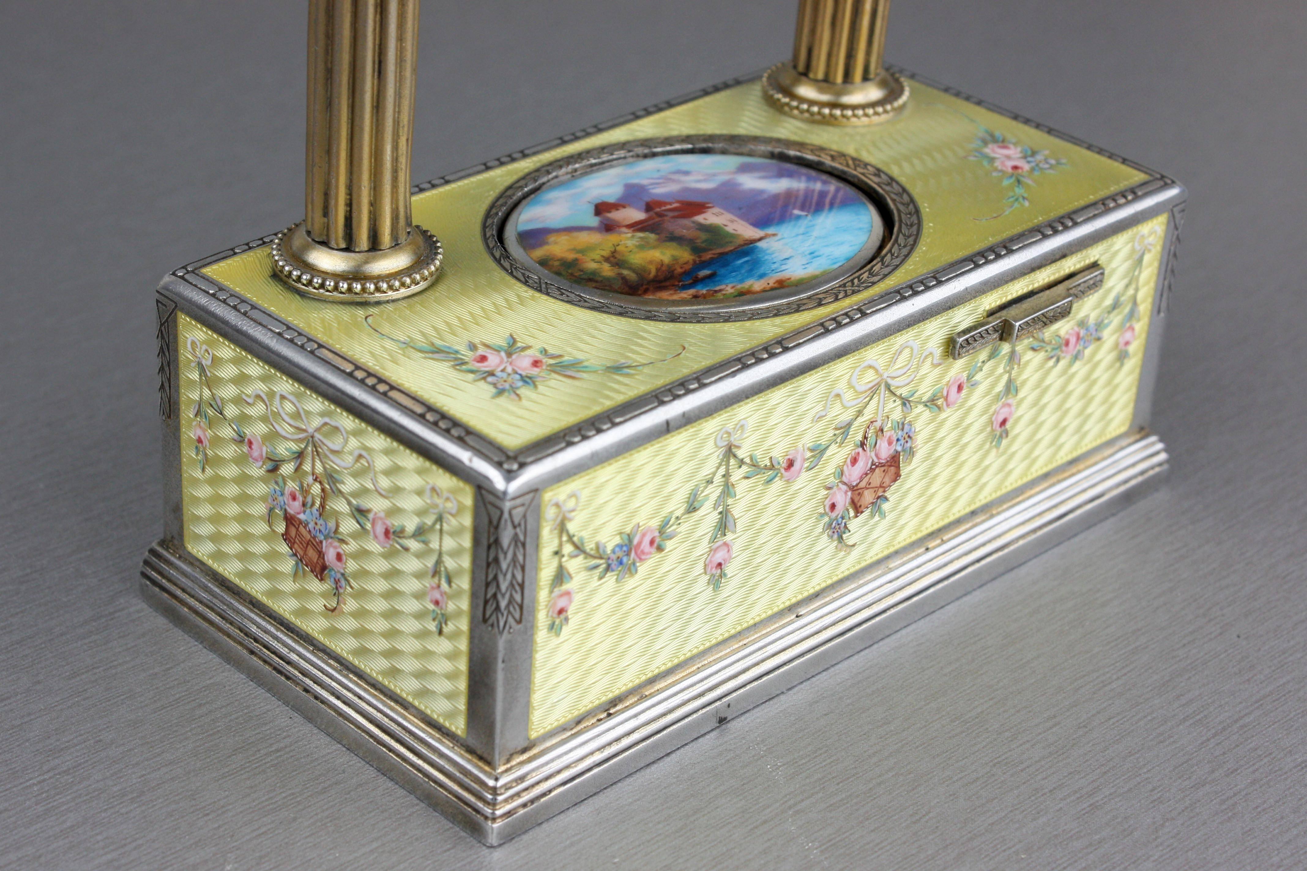 Silver Gilt and Enamel Alarm-Actuated Singing Bird Box, by C. H. Marguerat In Excellent Condition In London, GB