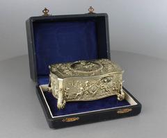 Vintage Silver-Gilt Bow Front Form Singing Bird Box by Karl Griesbaum