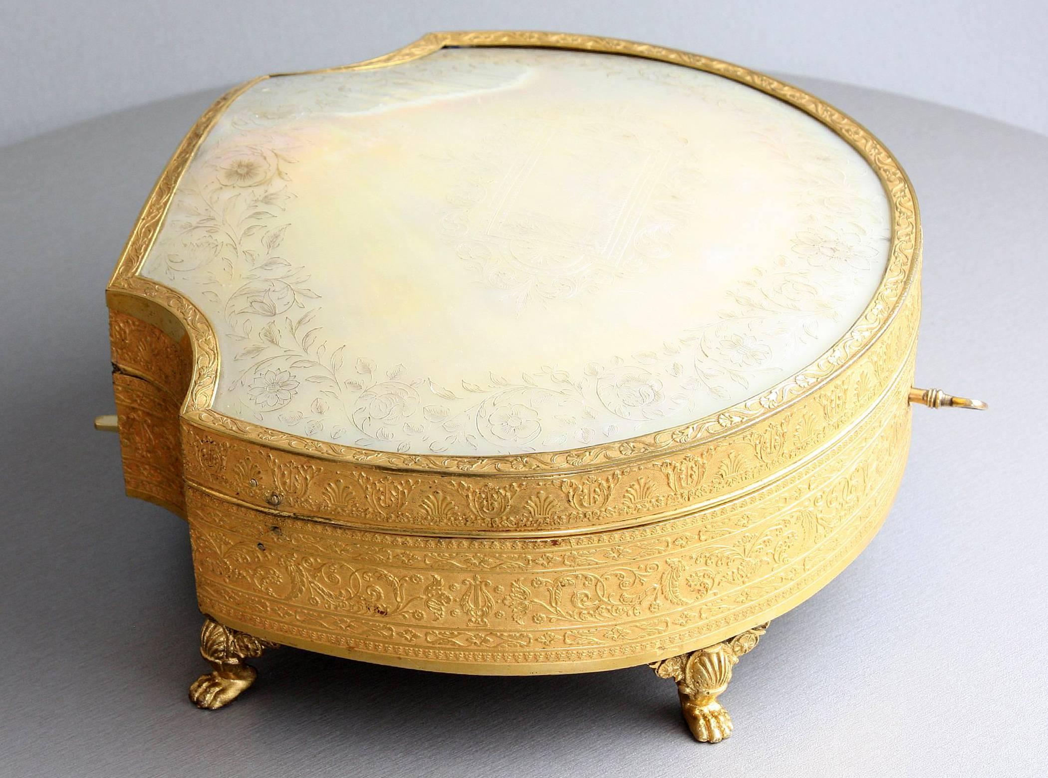 French Antique Gilt Metal and Silver-Gilt Palais Royale Musical Necessaire