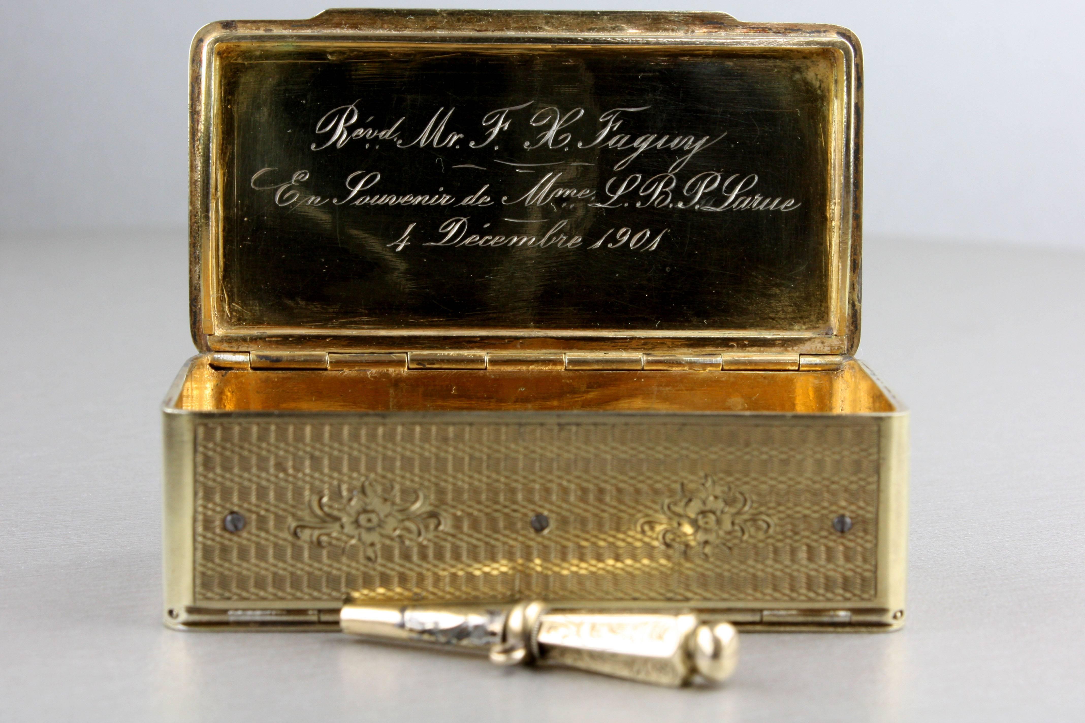 Antique Silver-Gilt Skeleton-Escapement Timepiece Snuffbox 1