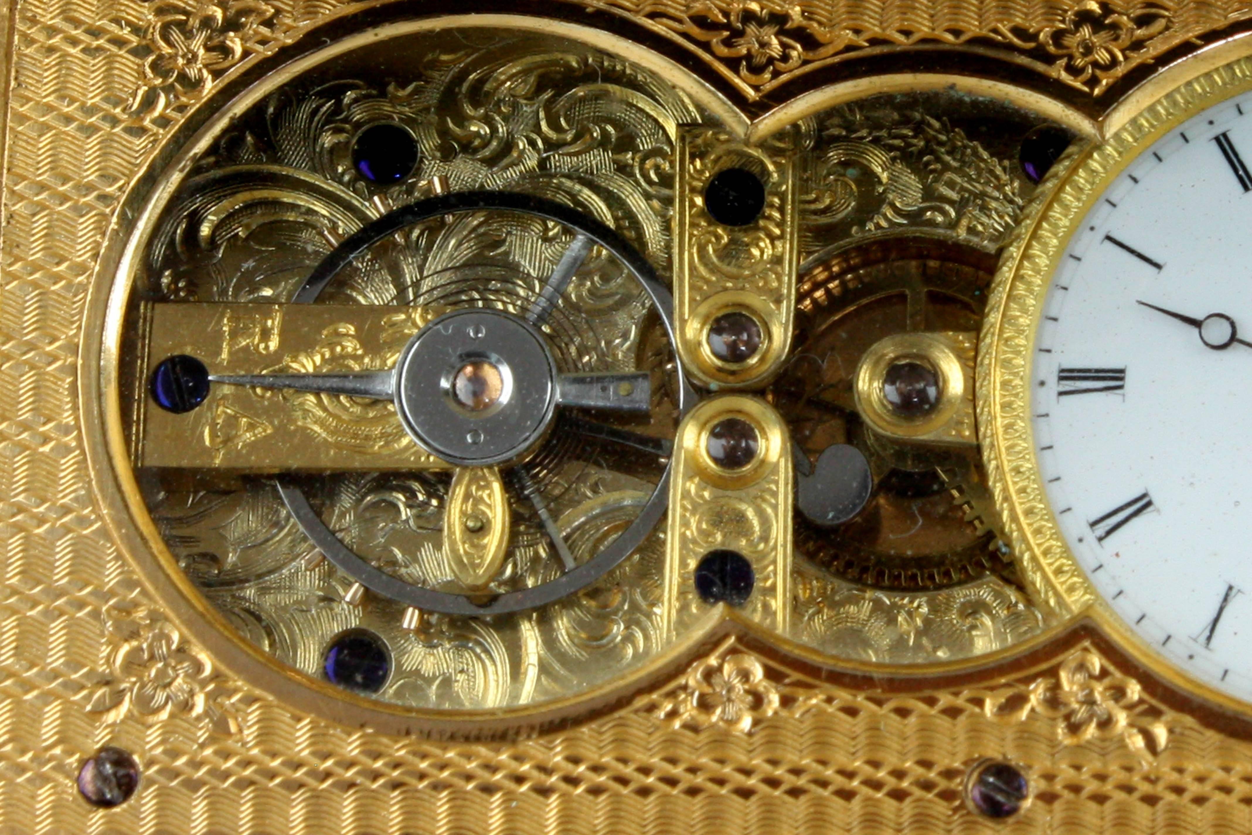 Antique Silver-Gilt Skeleton-Escapement Timepiece Snuffbox 3