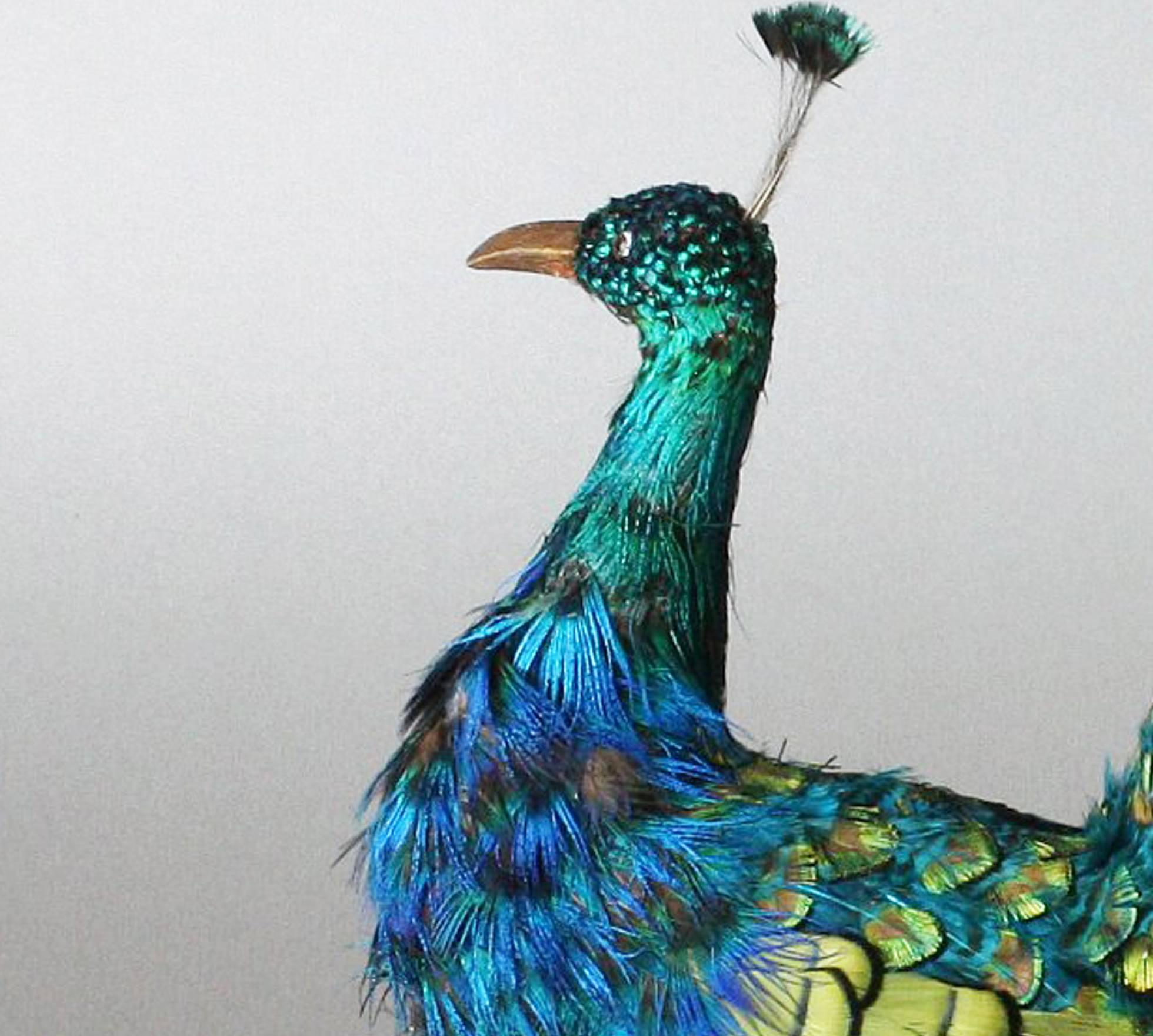 French Antique Walking and Fantail-Displaying Indian Peacock Automaton