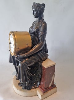 Rare English Regency Patinated Bronze Cybele Mantel Clock