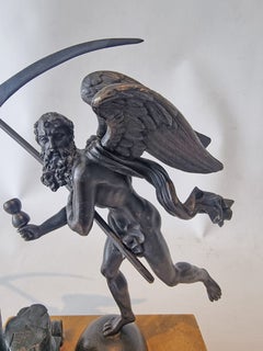 Patinated Bronze Sculpture depicting Chronos, Father Time on sienna marble base