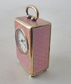 Silver Guilloche Enamel Sub Miniature Carriage Clock by the Geneva Clock Company