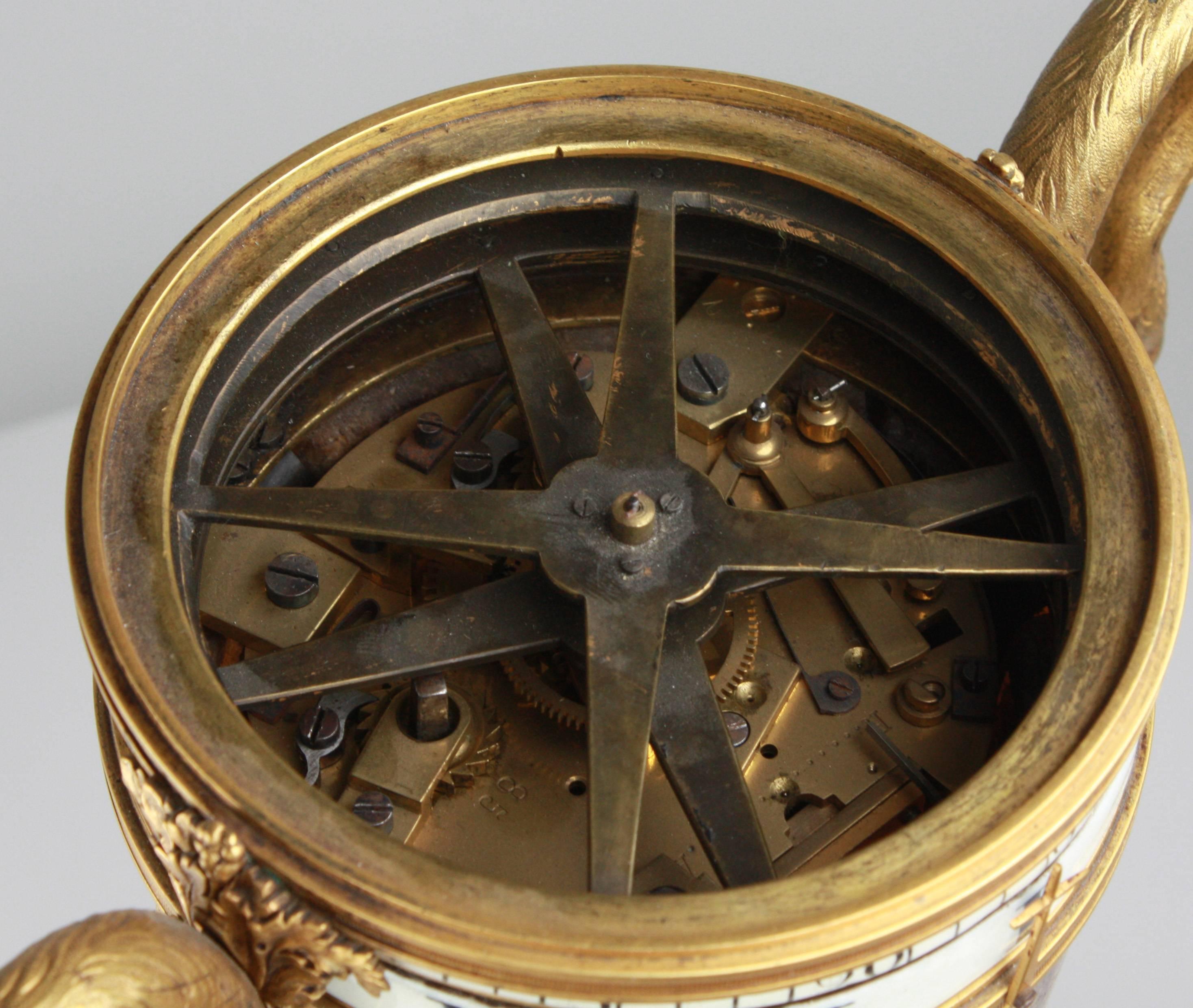 Antique Napoleon III Blue John and Ormolu 'Circle de Tonneau' Vase Clock 3