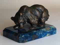 Russian Bronze Bear on Lapis Lazuli Base