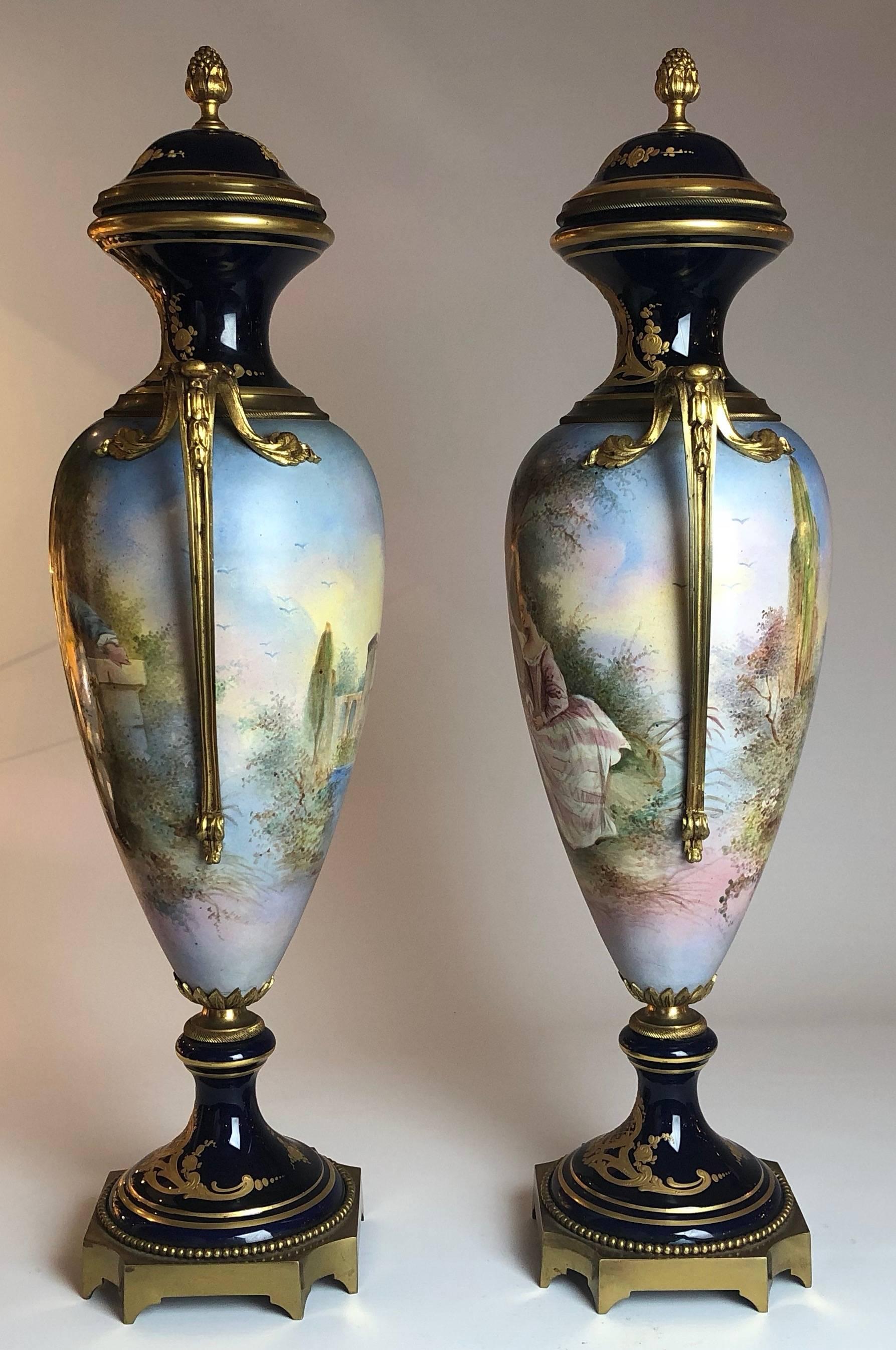 A fantastic pair of Gormolu mounted Sèvres vase, of the highest quality. 

French, circa 1870.

Measure: They stand 22