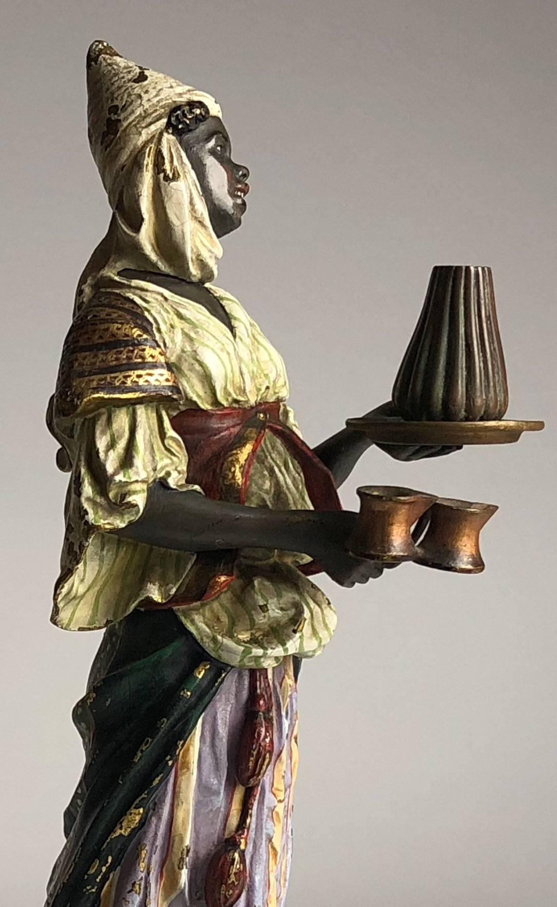 Austrian Vienna Bergman Bronze Gilded and Cold Painted Figure, circa 1900