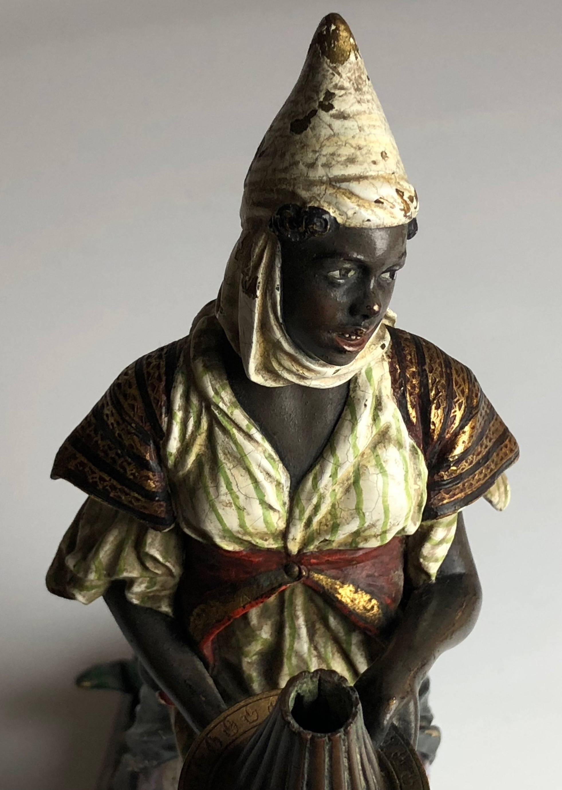 Vienna Bergman Bronze Gilded and Cold Painted Figure, circa 1900 In Good Condition In London, GB