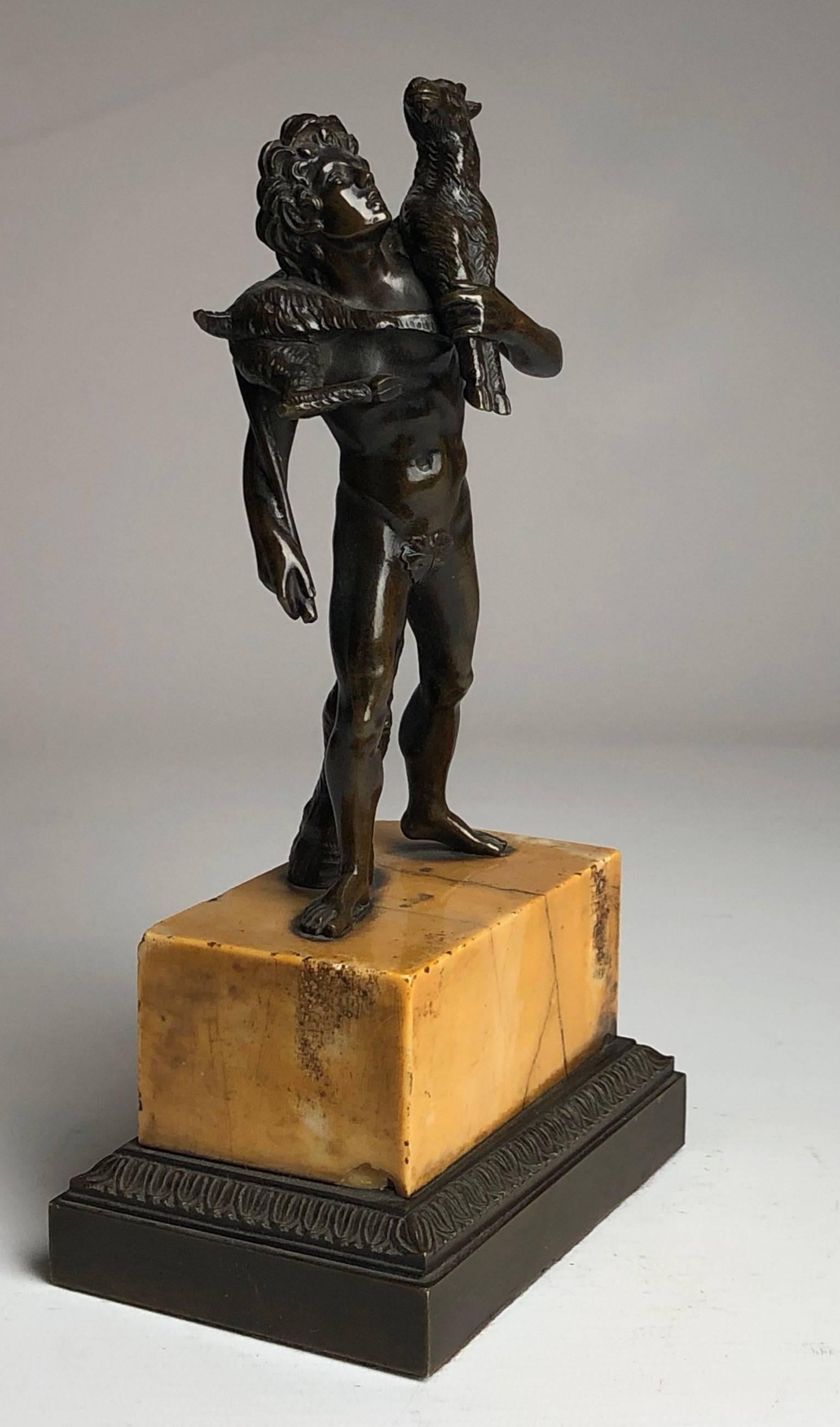 Cast Bronze Grand Tour Figure on Sienna Marble Base, circa 1840