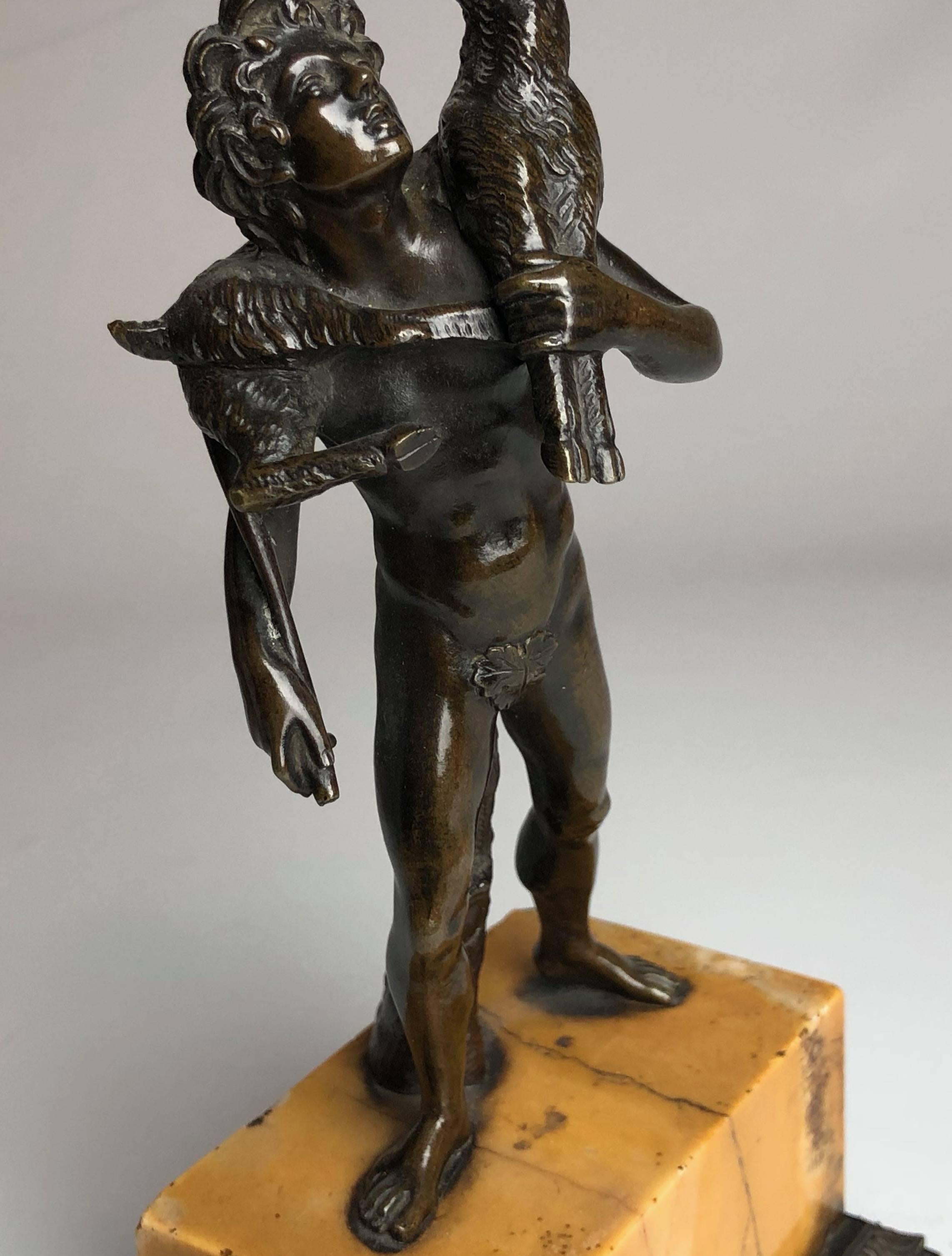 Bronze Grand Tour Figure on Sienna Marble Base, circa 1840 In Excellent Condition In London, GB