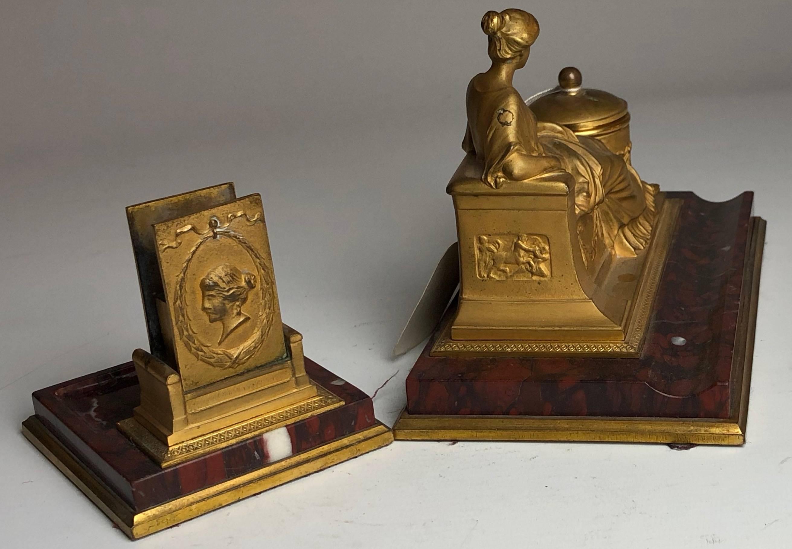 19th Century Two-Piece Grand Tour Desk Set, Inkwell and Striker, circa 1880 In Excellent Condition In London, GB