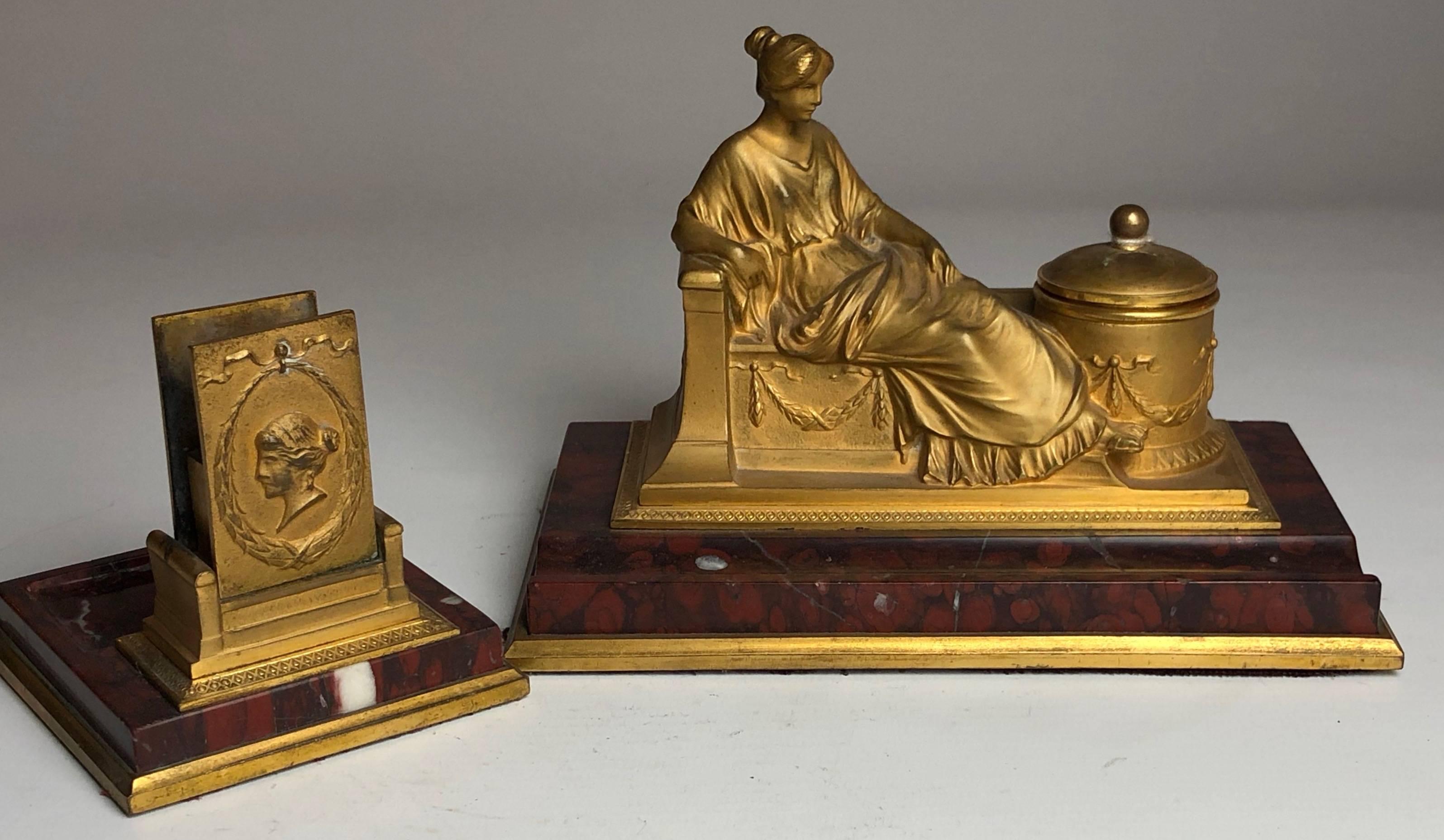 Austrian 19th Century Two-Piece Grand Tour Desk Set, Inkwell and Striker, circa 1880